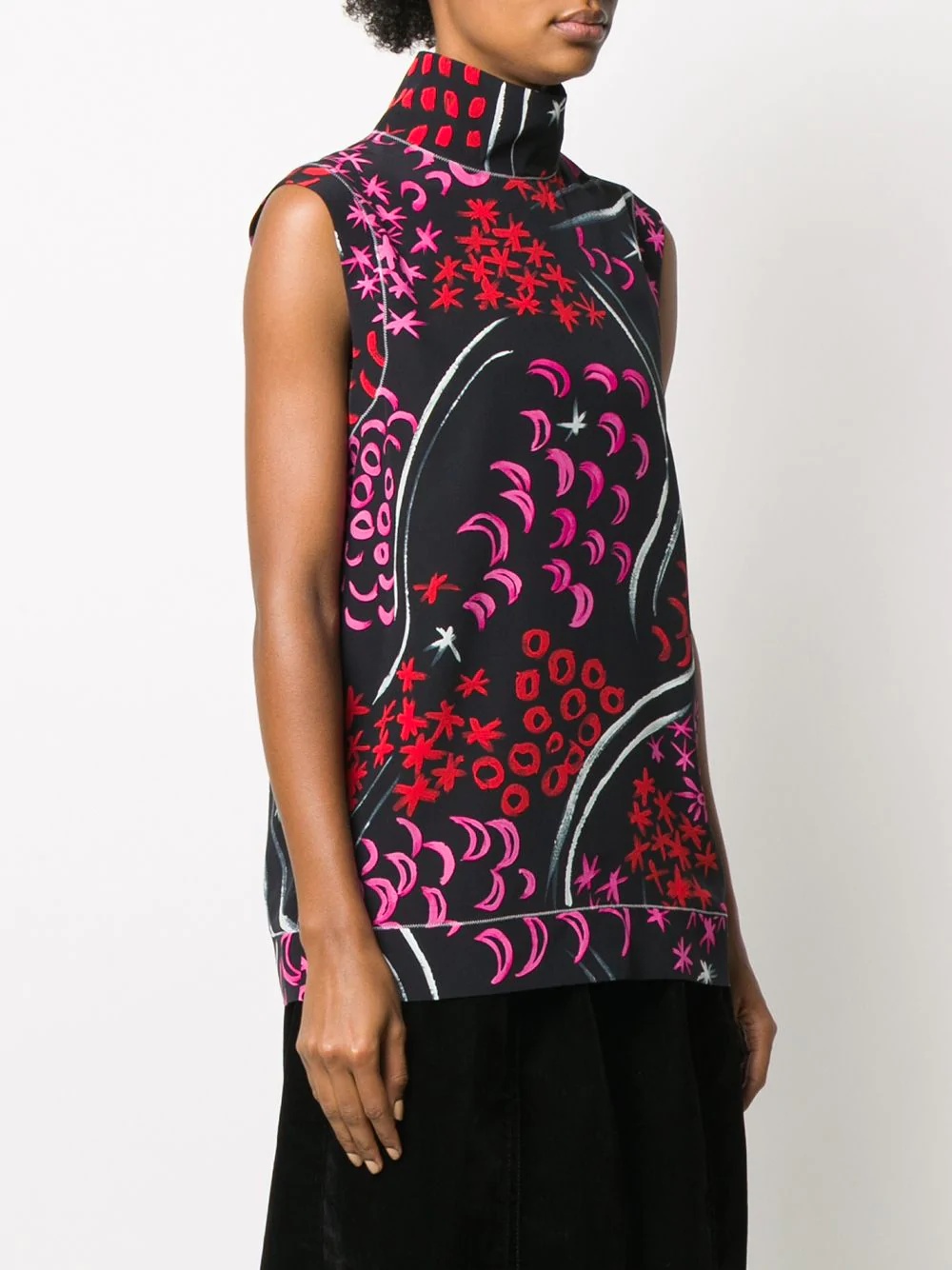 printed high-neck tank top - 3