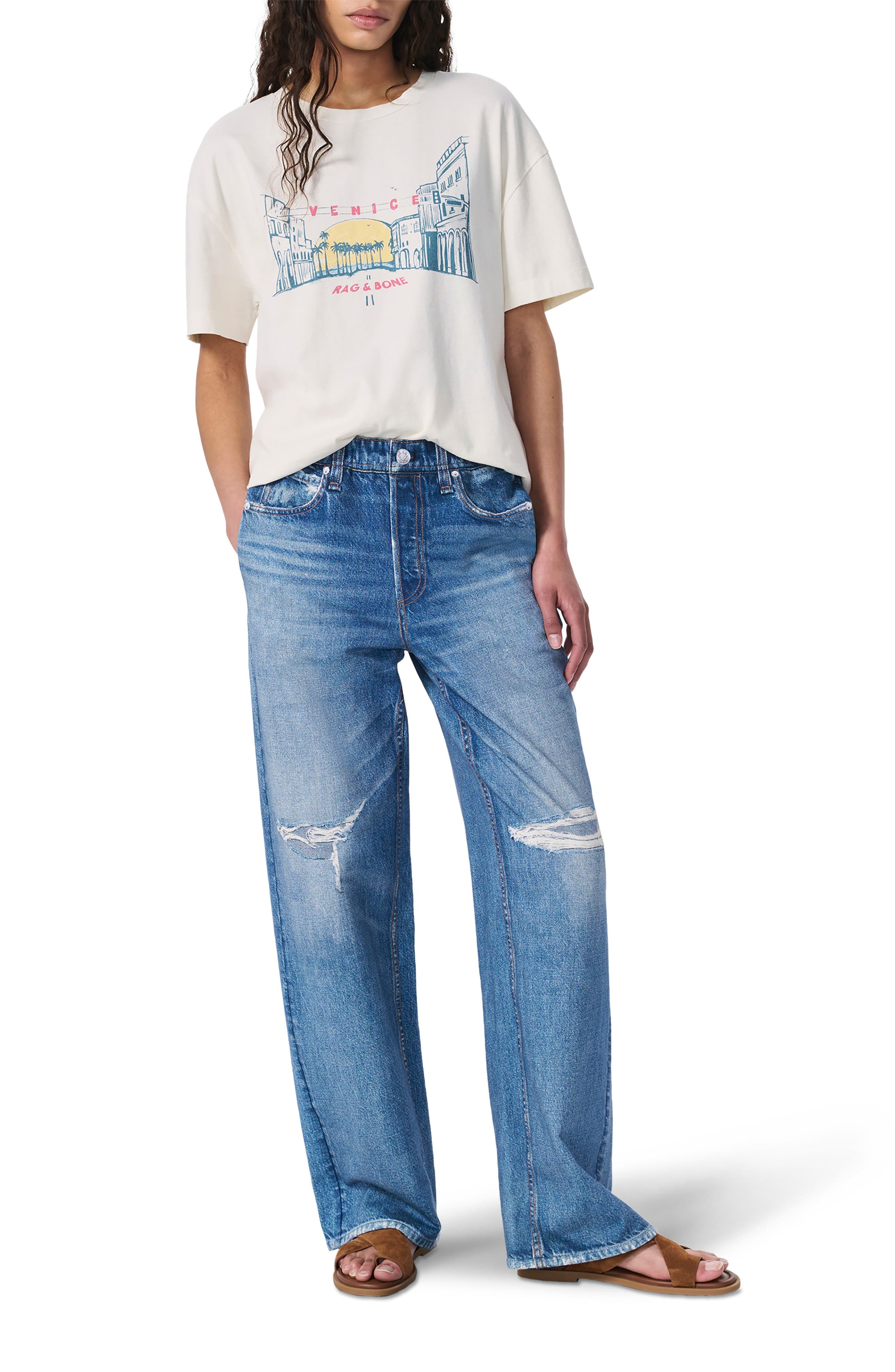 rag & bone Venice Beach Cotton Graphic T-Shirt in Chalk at Nordstrom - 5