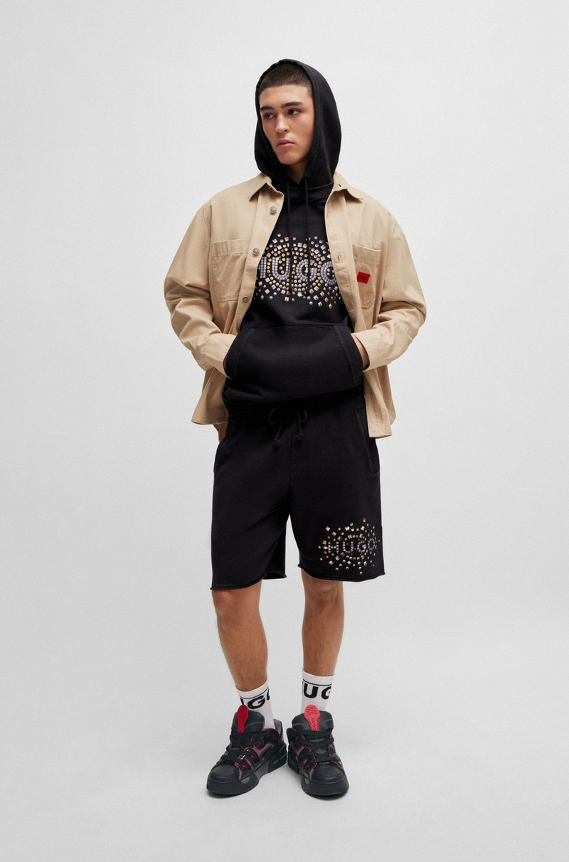 HUGO SLEEVELESS COTTON HOODIE WITH STUD-EFFECT ARTWORK outlook