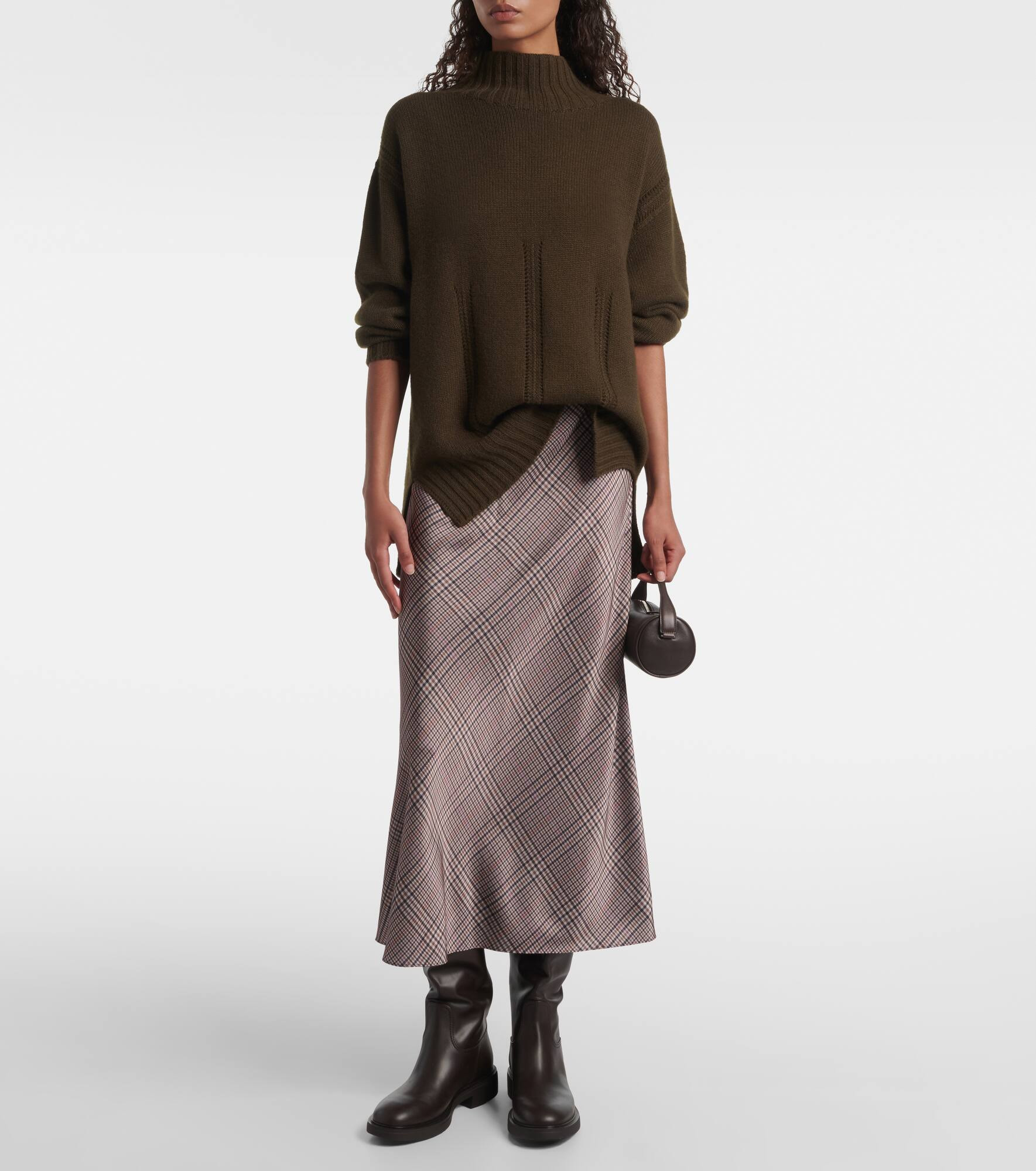 Plaid satin slip skirt - 2