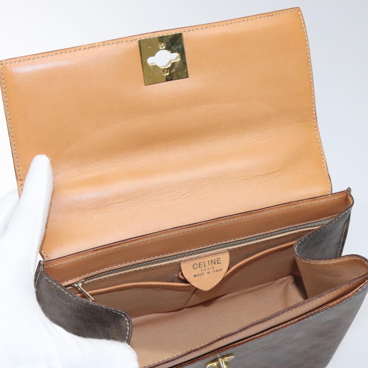 CELINE Macadam Canvas Hand Bag Pvc Leather Brown - 10