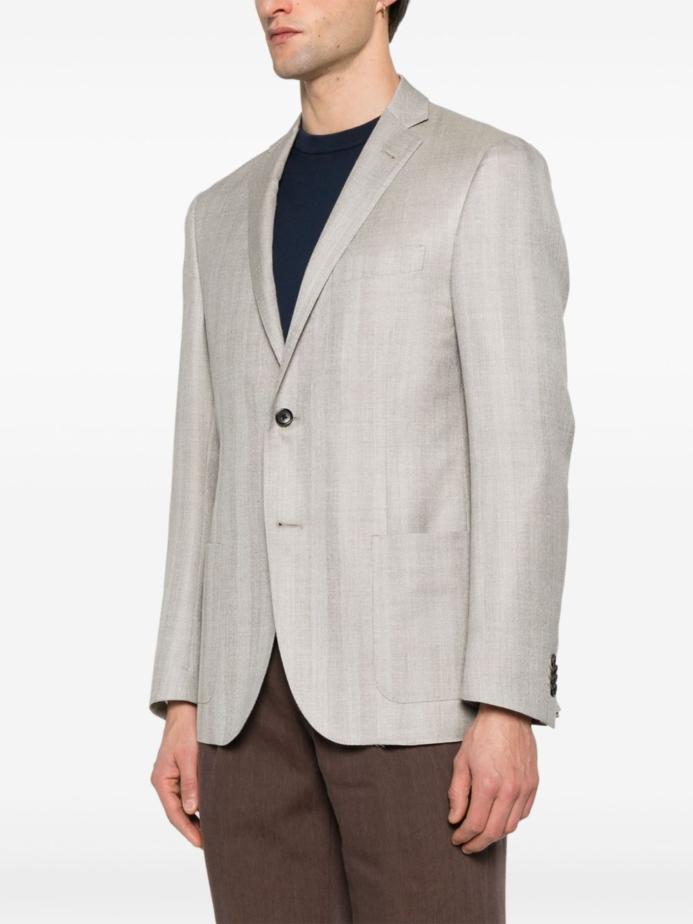 herringbone-pattern blazer - 3