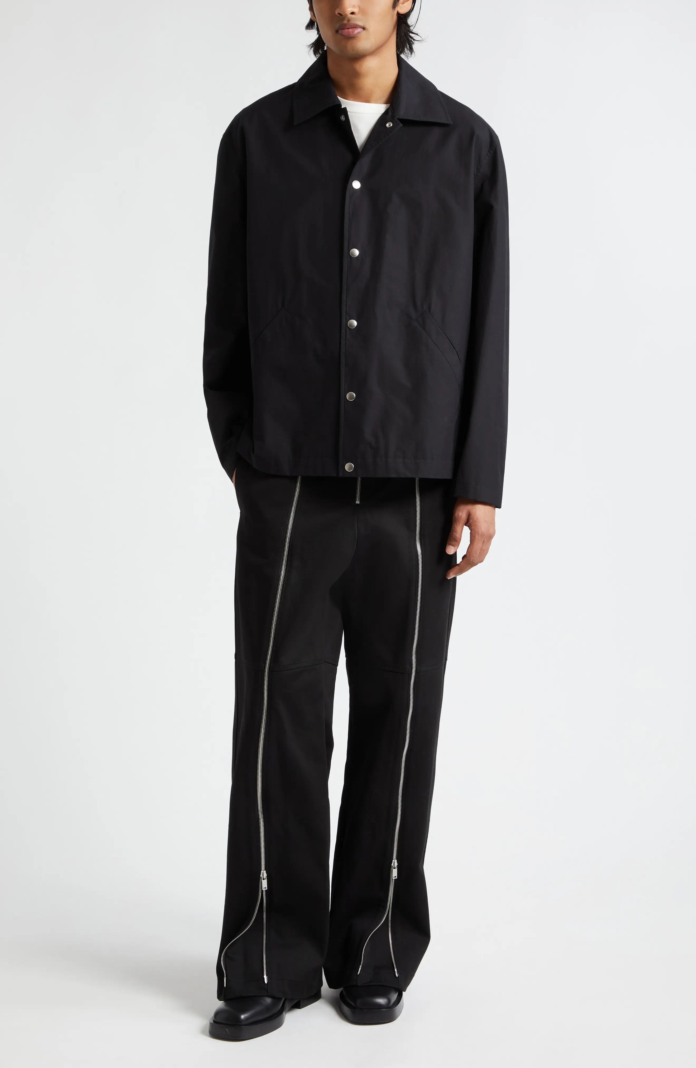 Zip Detail Cotton Pants - 2