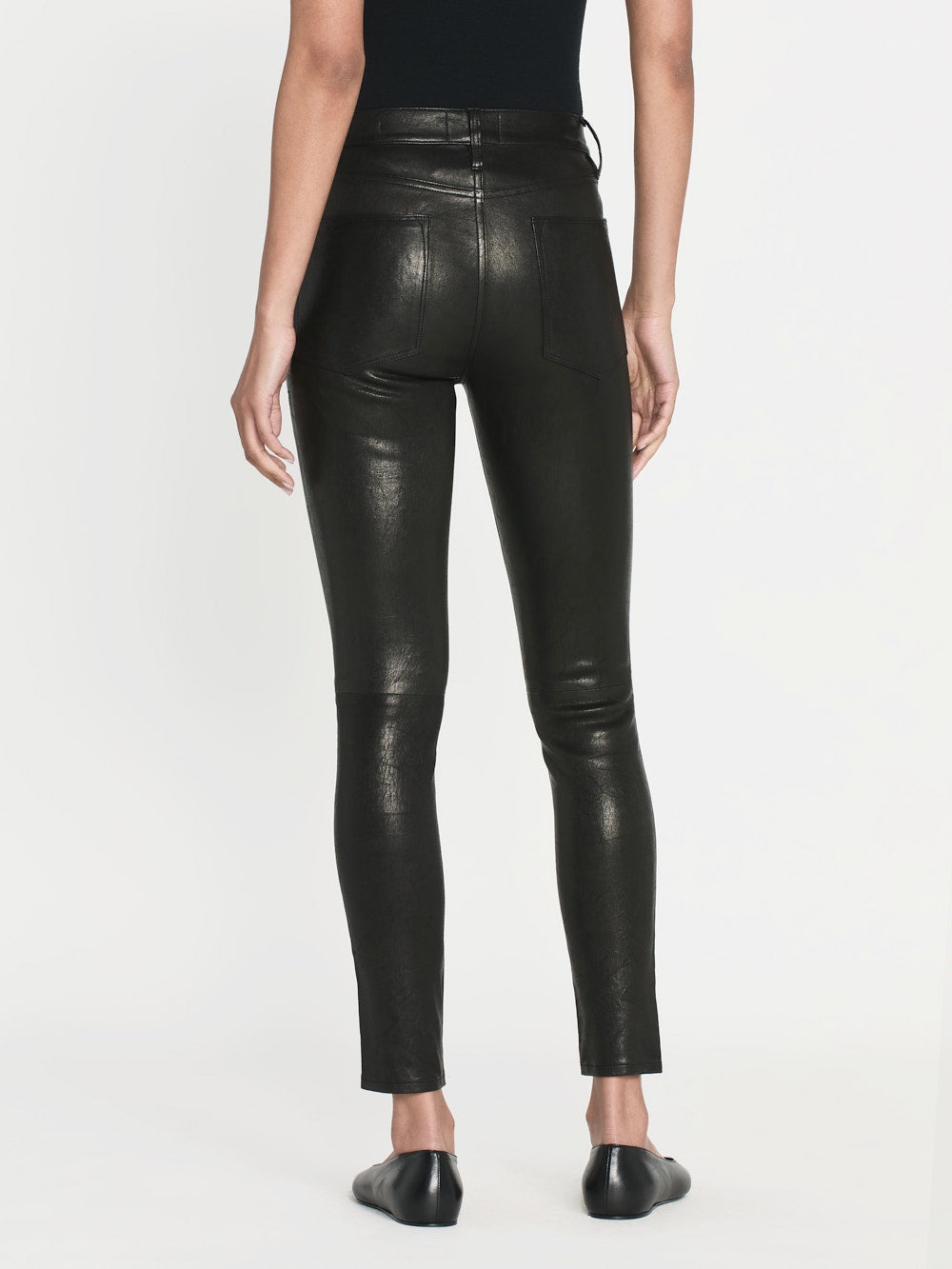 Leather Le High Skinny in Washed Black - 6