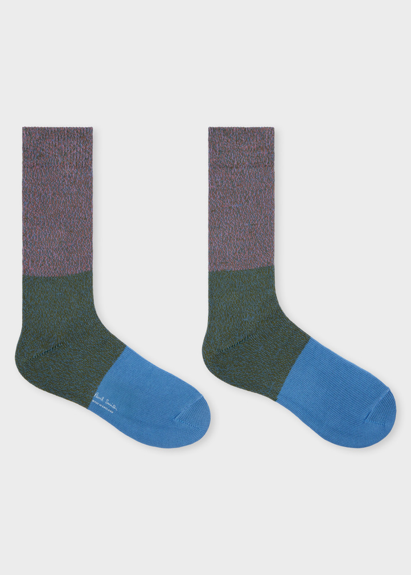 Paul Smith Light Blue Block Stripe Twisted Yarn Socks outlook