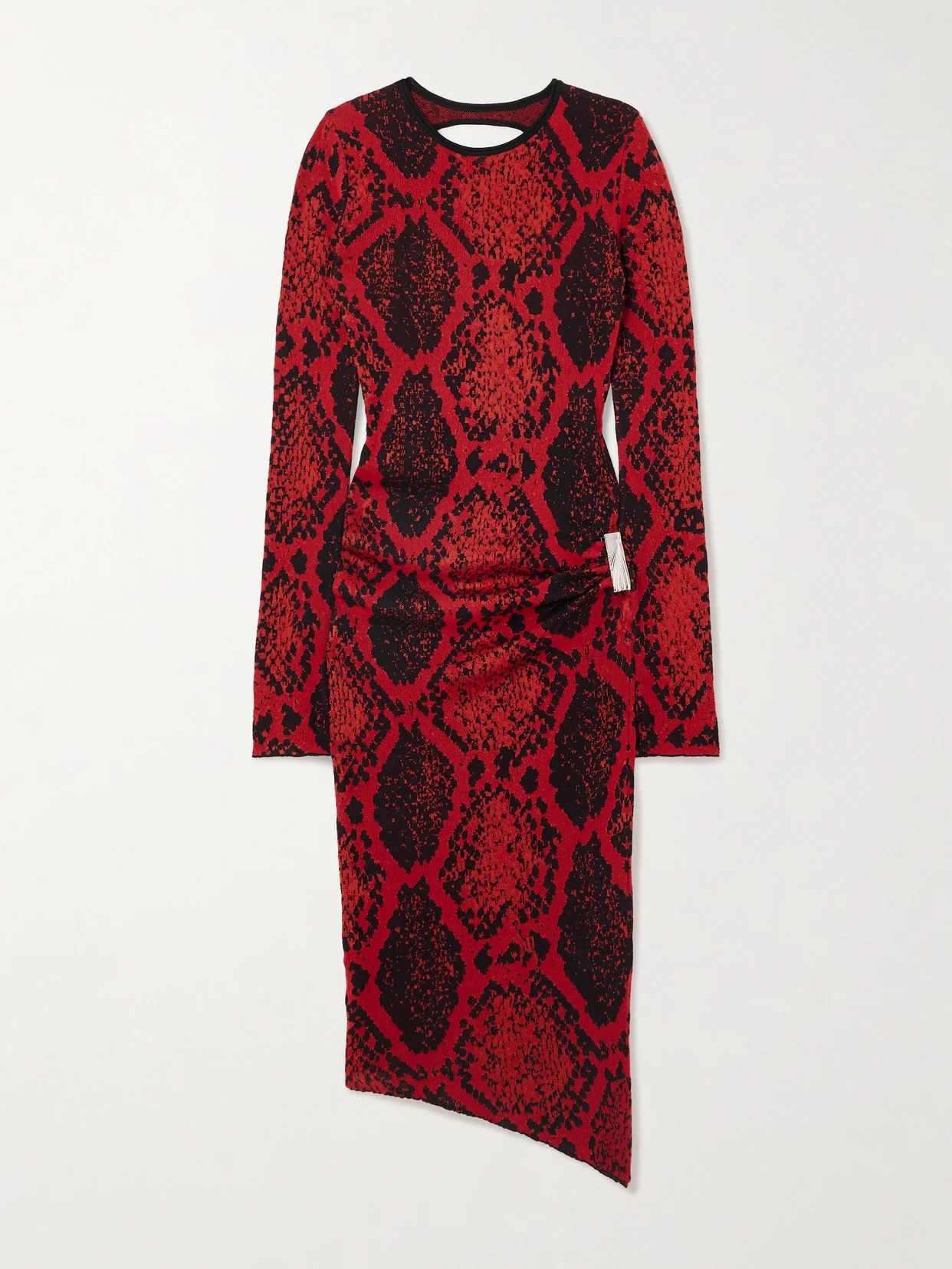 Open-back Gathered Jacquard-knit Midi Dress - 1