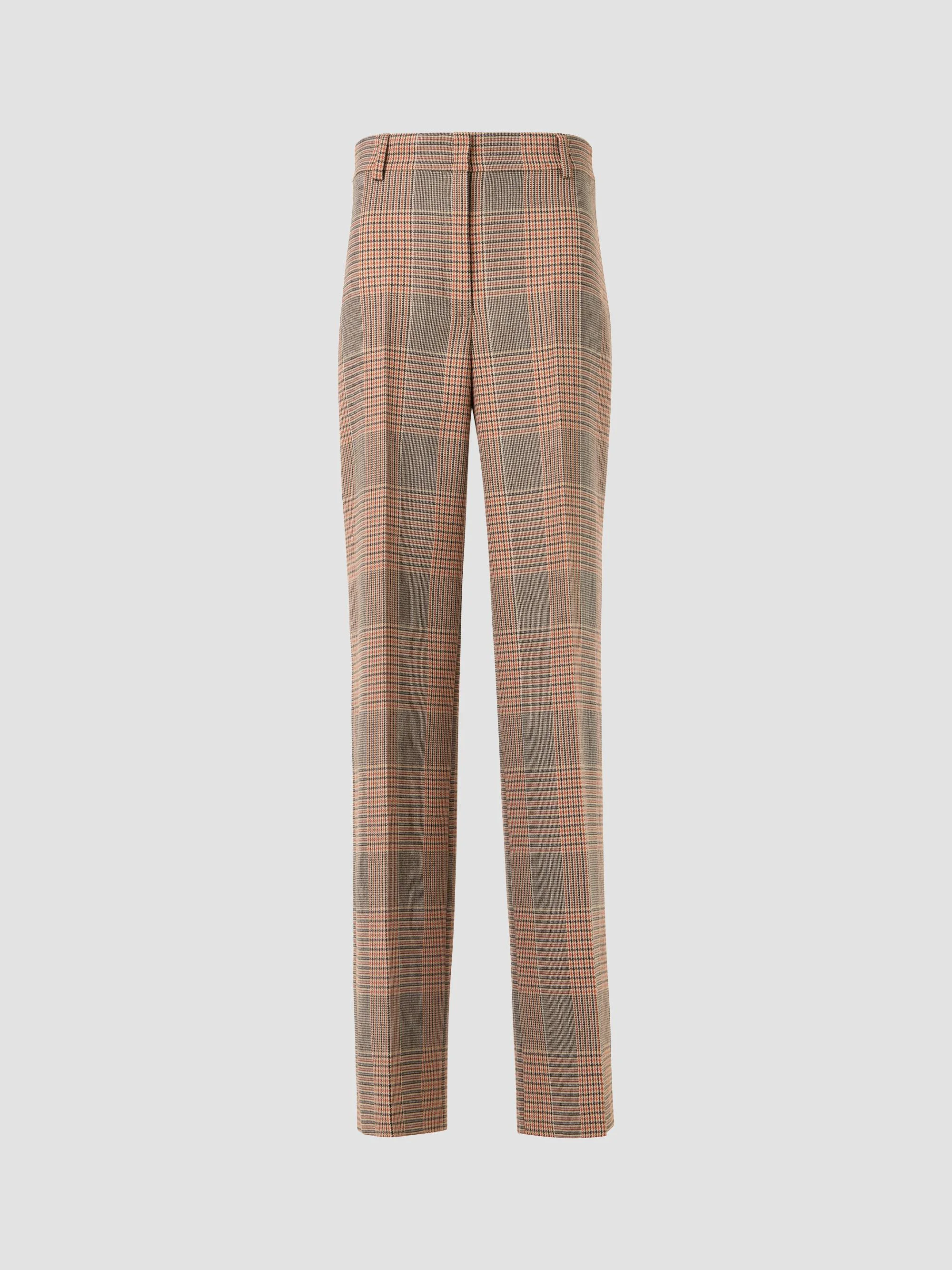 Women's Chiaro Glen Check Virgin Wool-Blend Pants - Beige Mocca Orange - 1