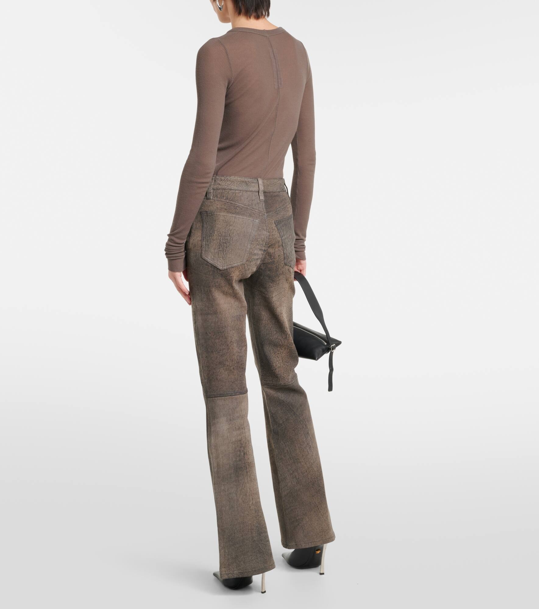 High-rise leather bootcut jeans - 3