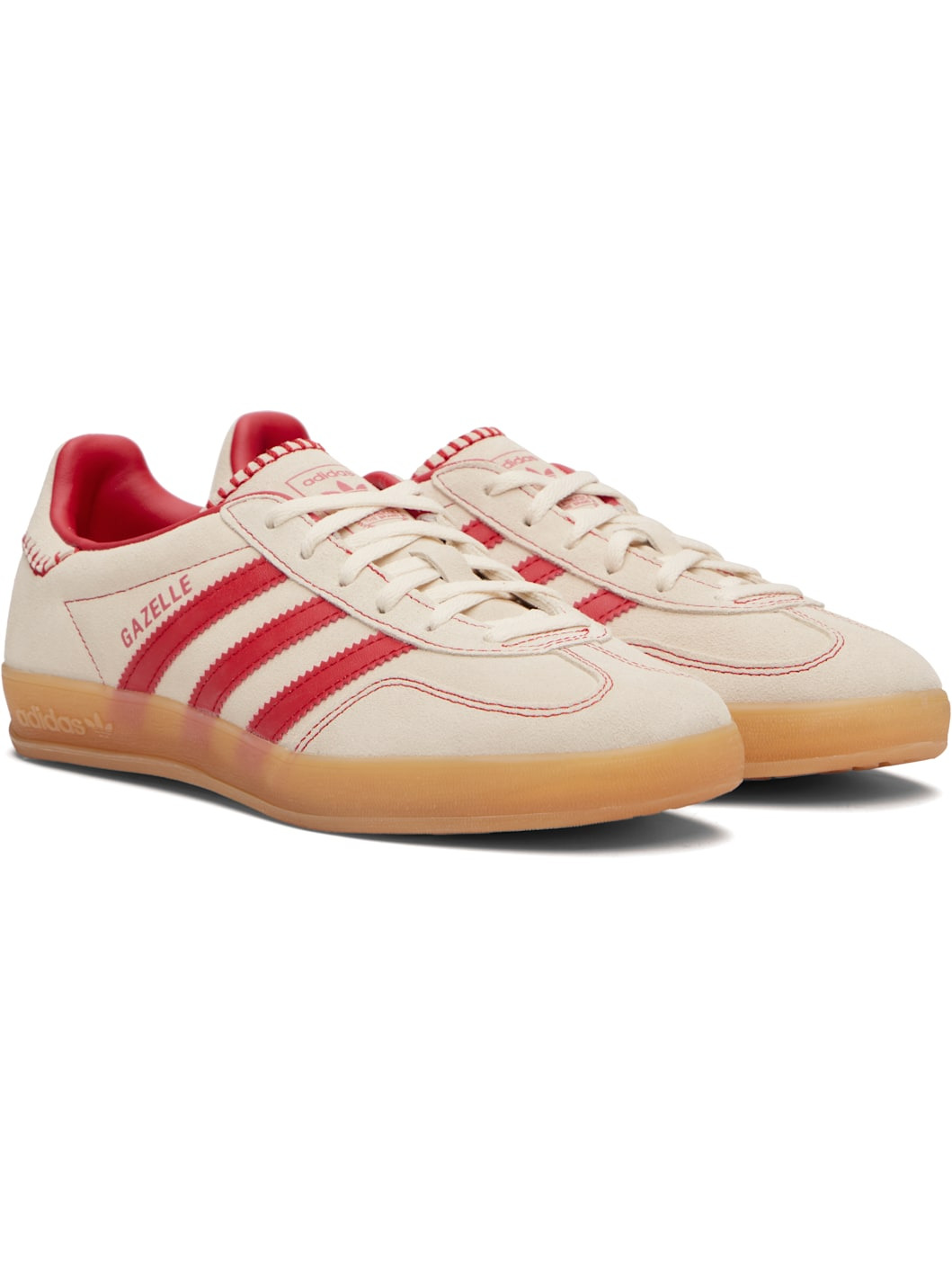 Beige & Red Gazelle Indoor Sneakers - 4