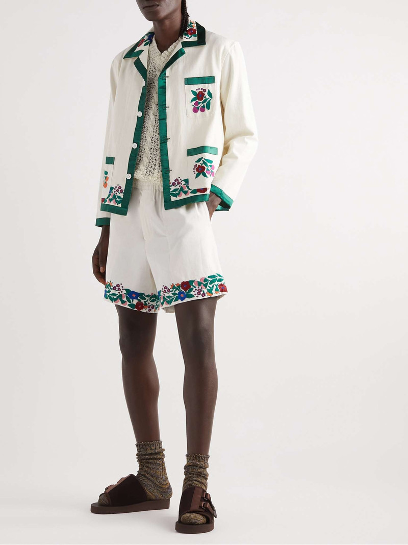 BODE Winter Garden Straight-Leg Embroidered Cotton Shorts outlook