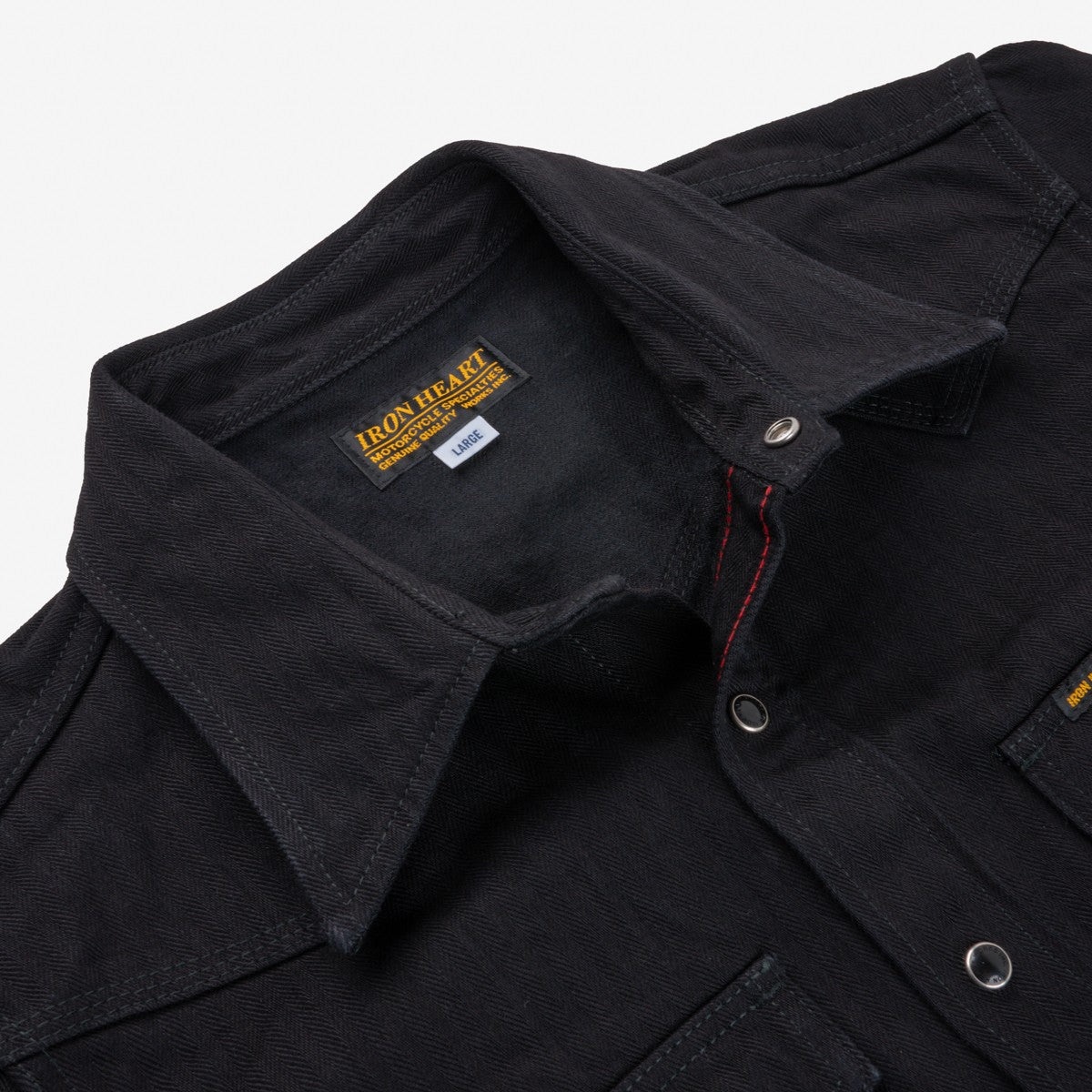 IHSH-410-BLK 14oz Herringbone CPO Western Shirt Black - 2