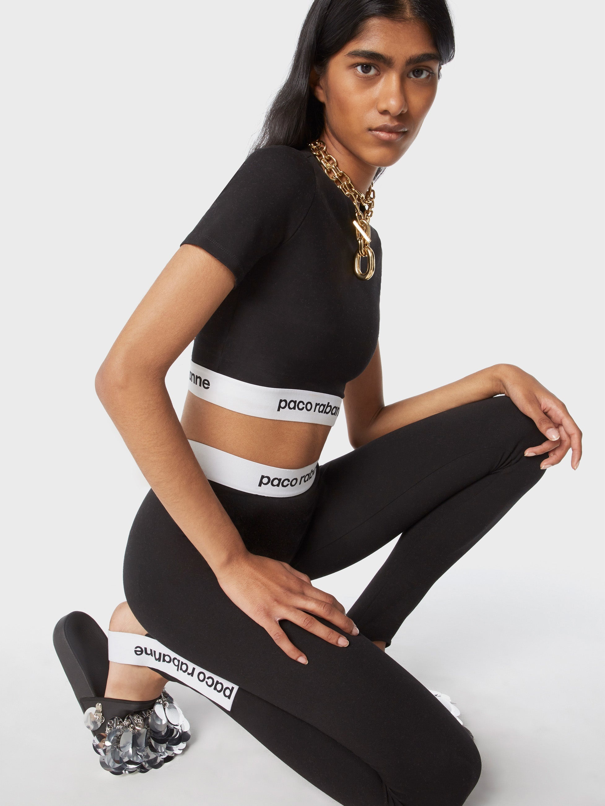Bodyline crop top for women in black jersey