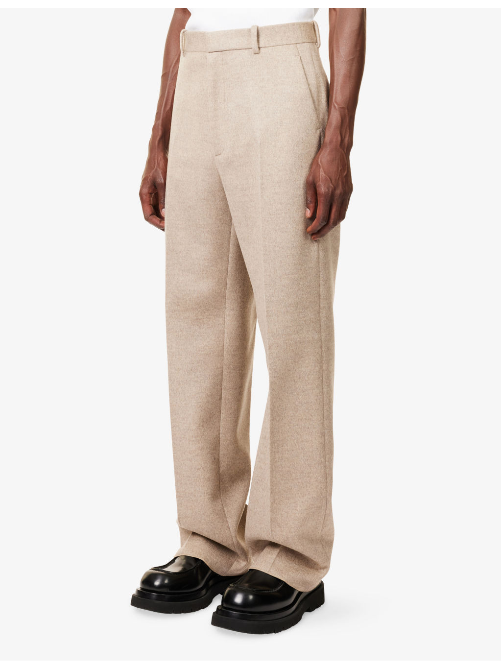 Tailored Straight-Leg Wool-Cashmere Blend Trousers - 3
