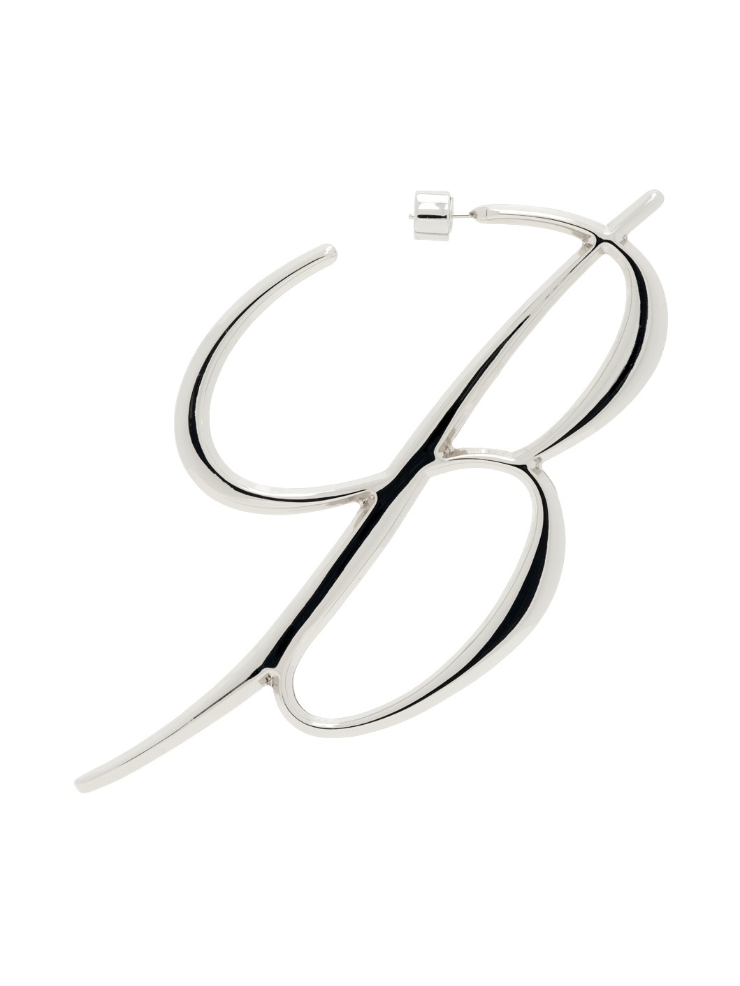 Silver B Monogram Single Earring - 1