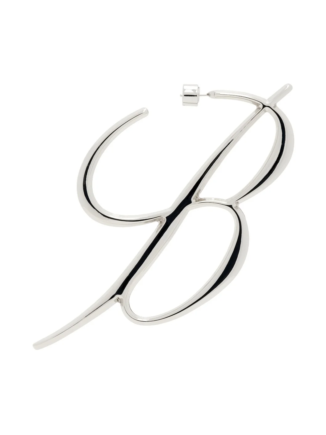 Silver B Monogram Single Earring - 1