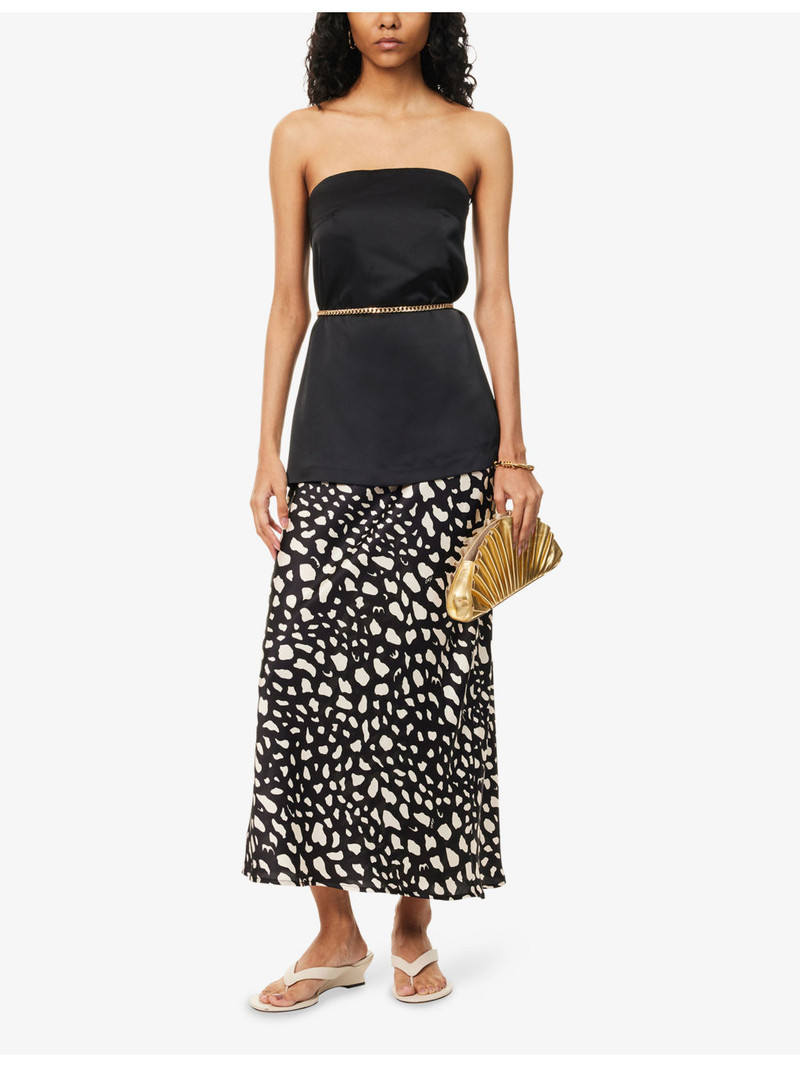 RIXO Ardith Graphic-Pattern Woven Midi Skirt outlook