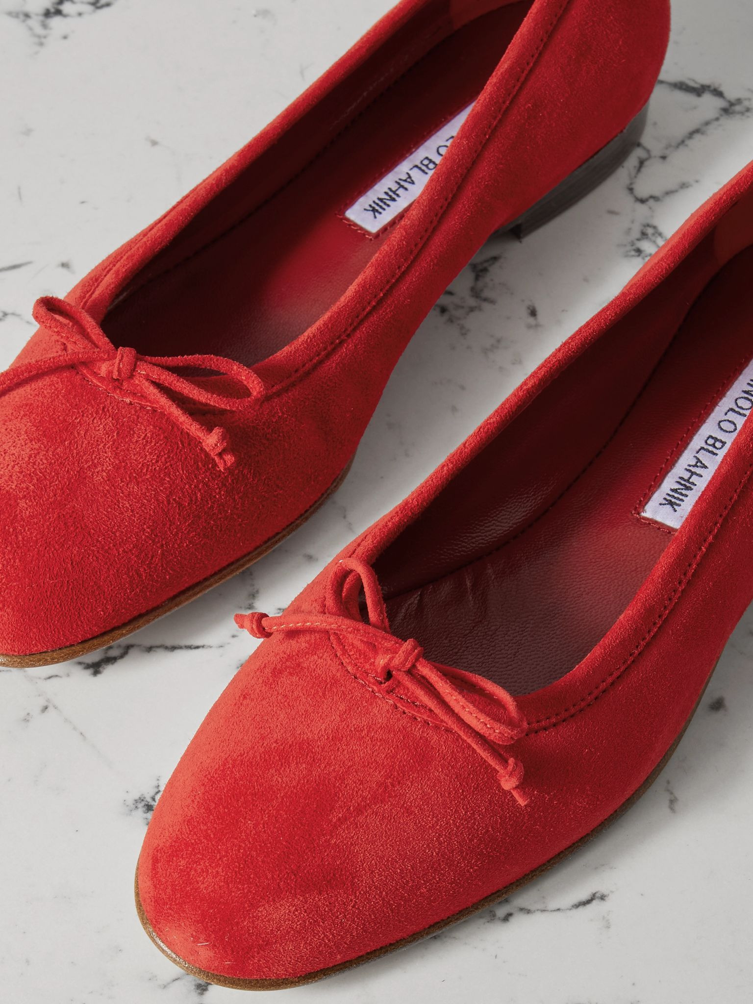 Veralli bow-detailed suede ballet flats Red - 4