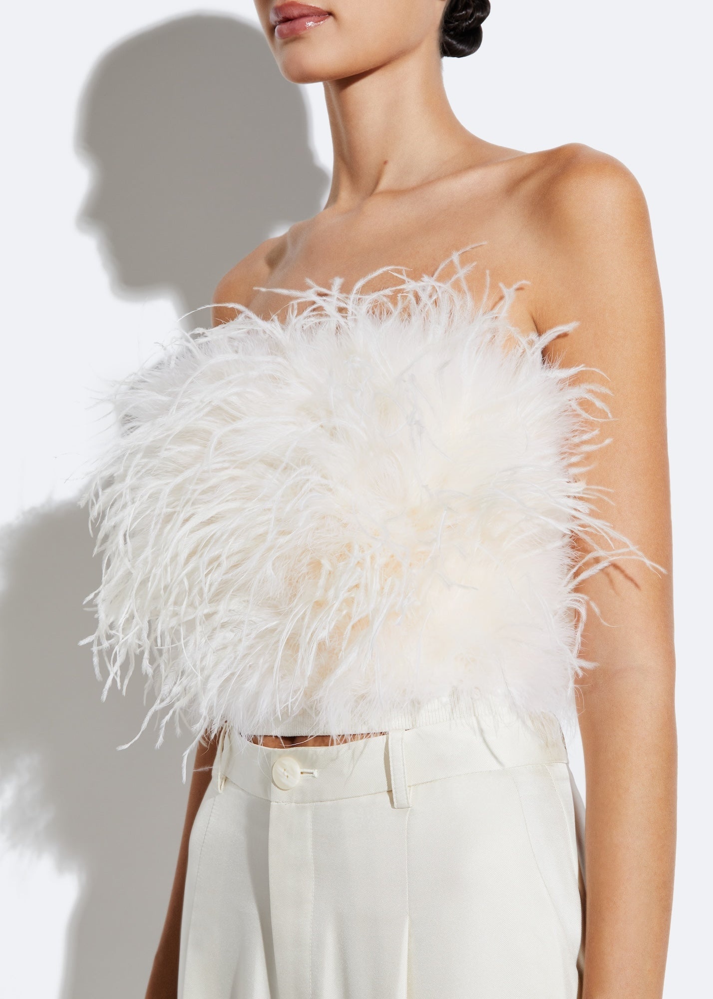 Compact Viscose Tube Top With Feathers - 4