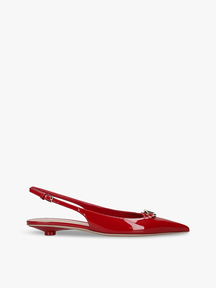 VLogo Moon patent-leather slingback courts - 1