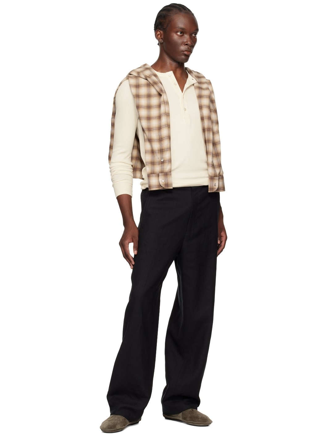 Off-White Ribbed Henley - 5