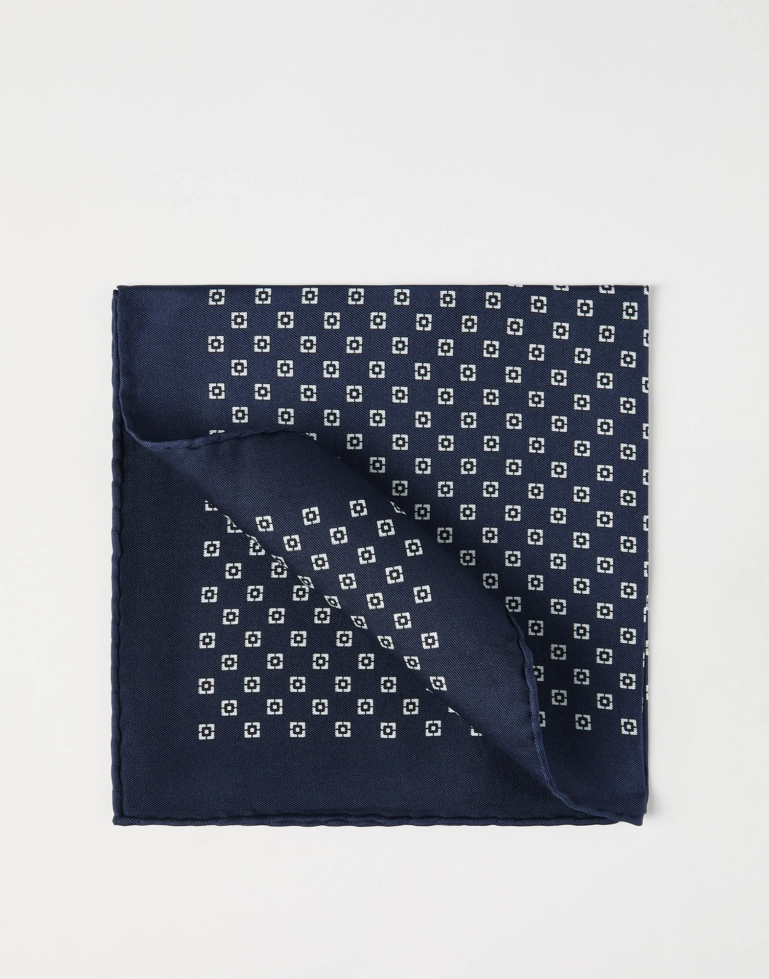 Silk pocket square with squares pattern - 1