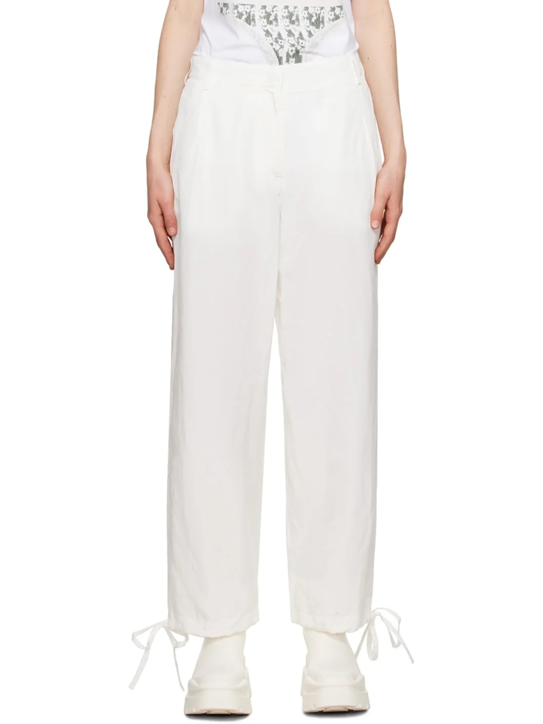 White Drawstring Trousers - 1