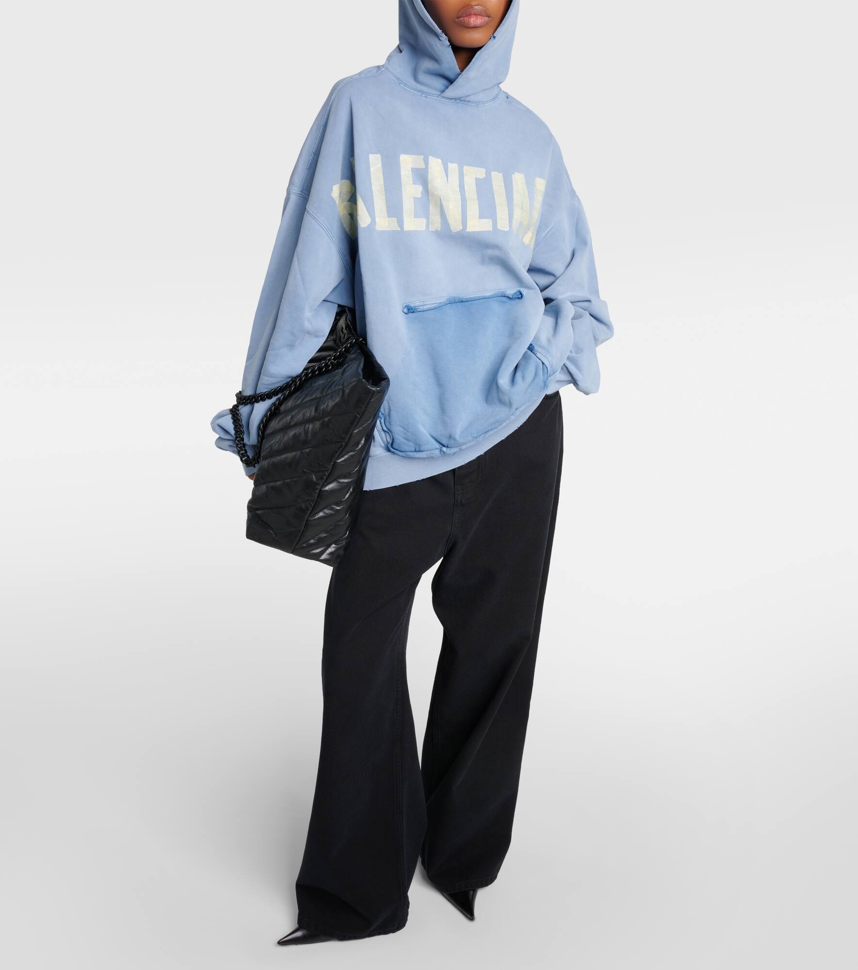 Tape Type cotton fleece hoodie - 2