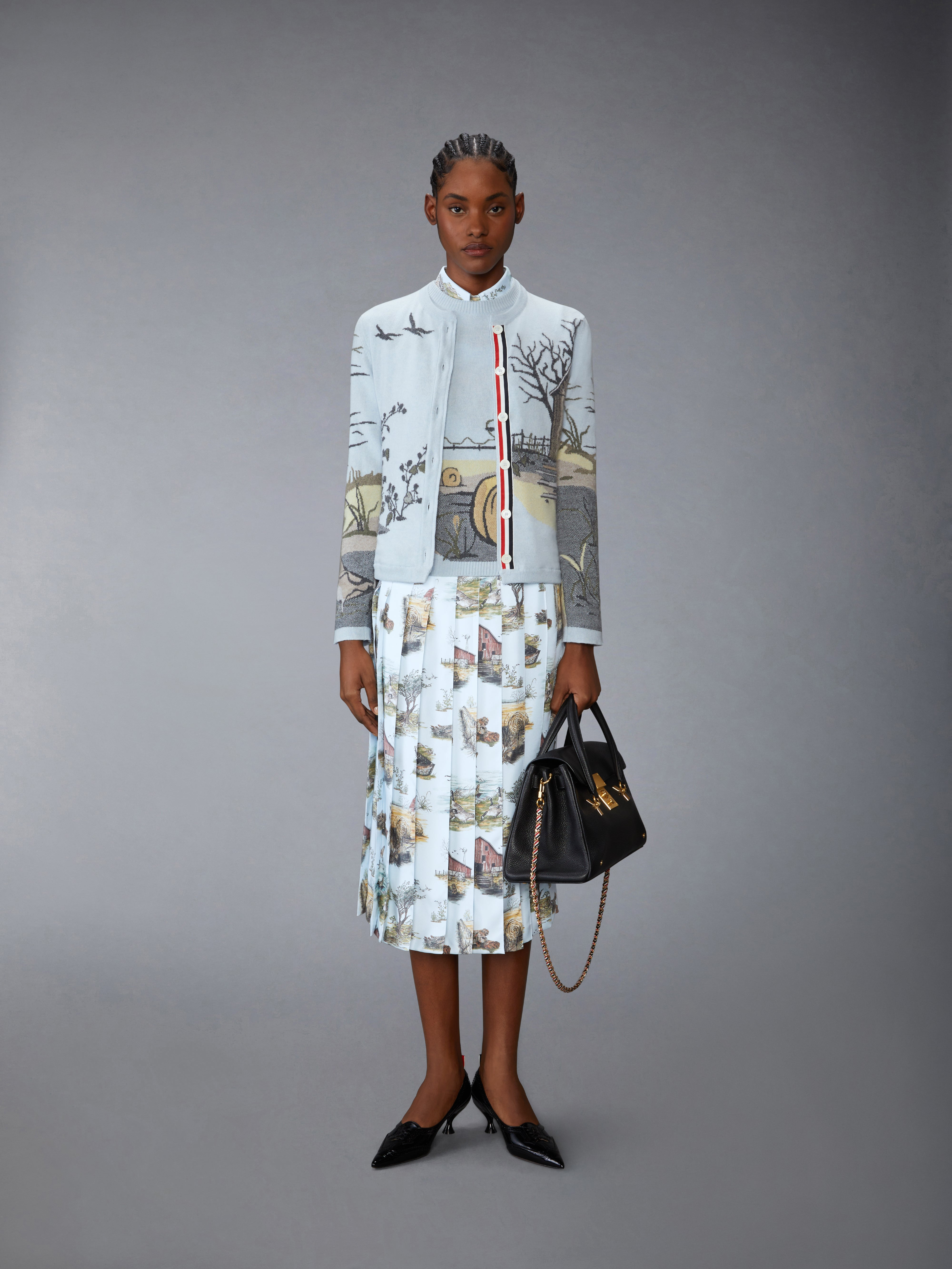 SCENIC TOILE SILK TWILL PLEATED SHIRTDRESS - 5