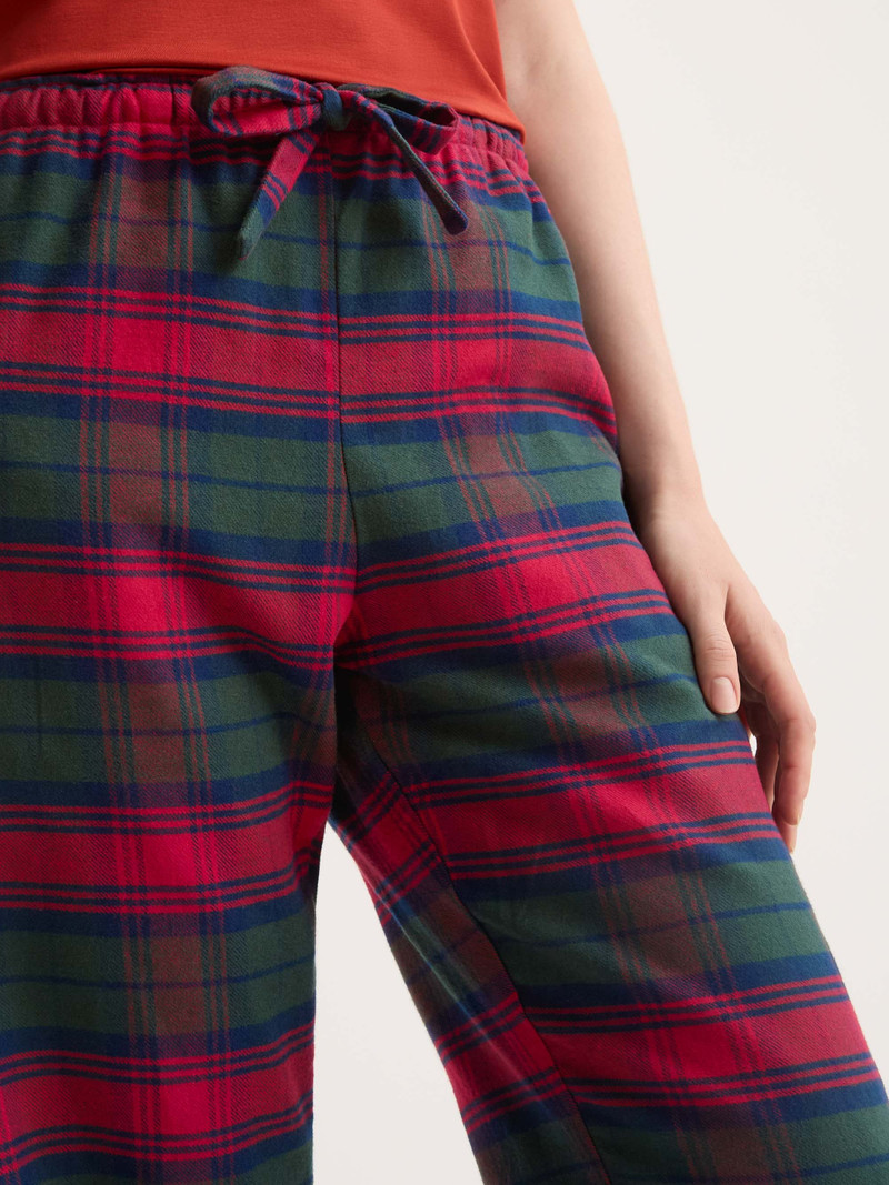 Women's Lounge Pants Kelburn Brushed Cotton Burgundy Red & Green Check 4