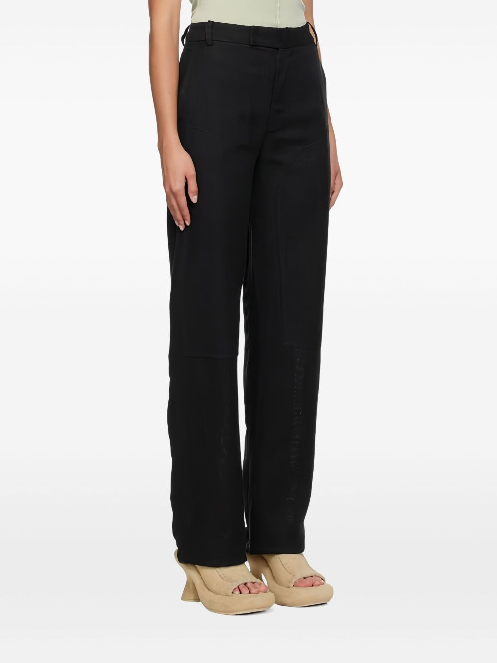 panelled linen trousers - 3