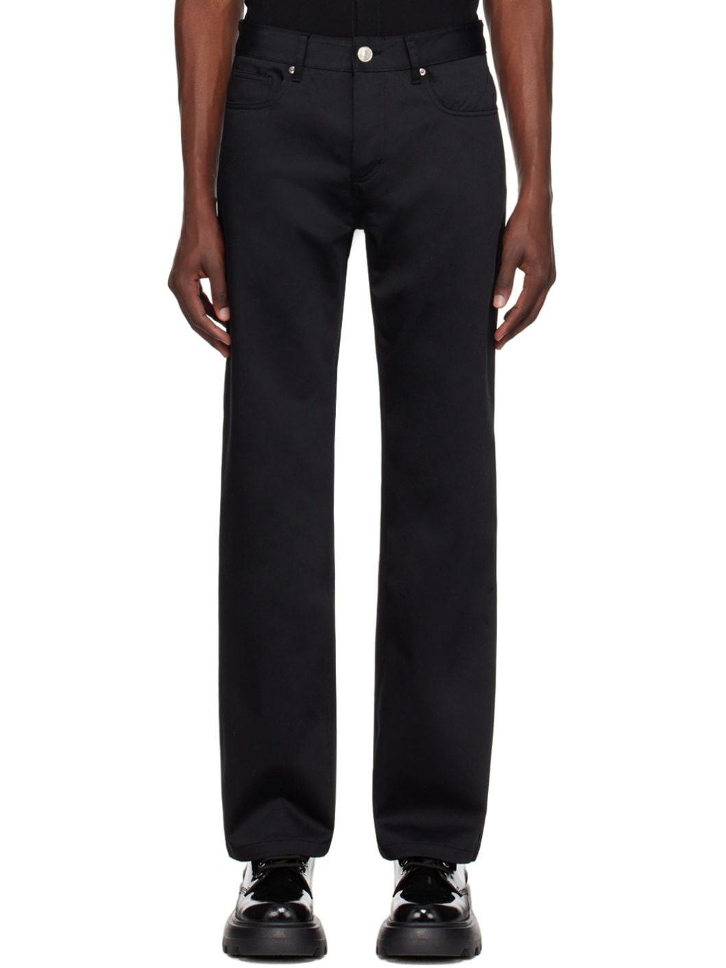 Black Straight-Leg Trousers - 1