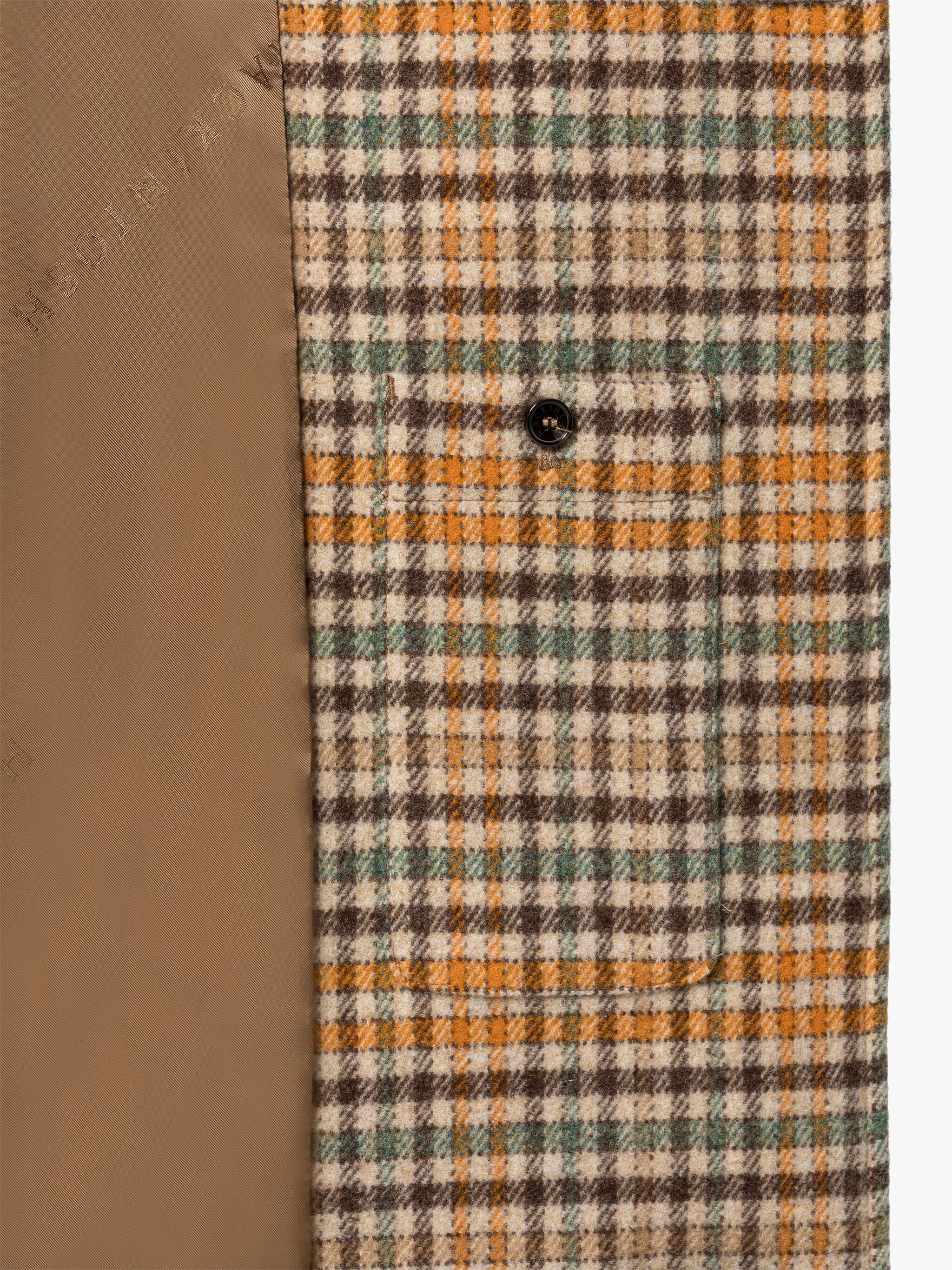 MILAN BEIGE CHECK WOOL COAT - 6