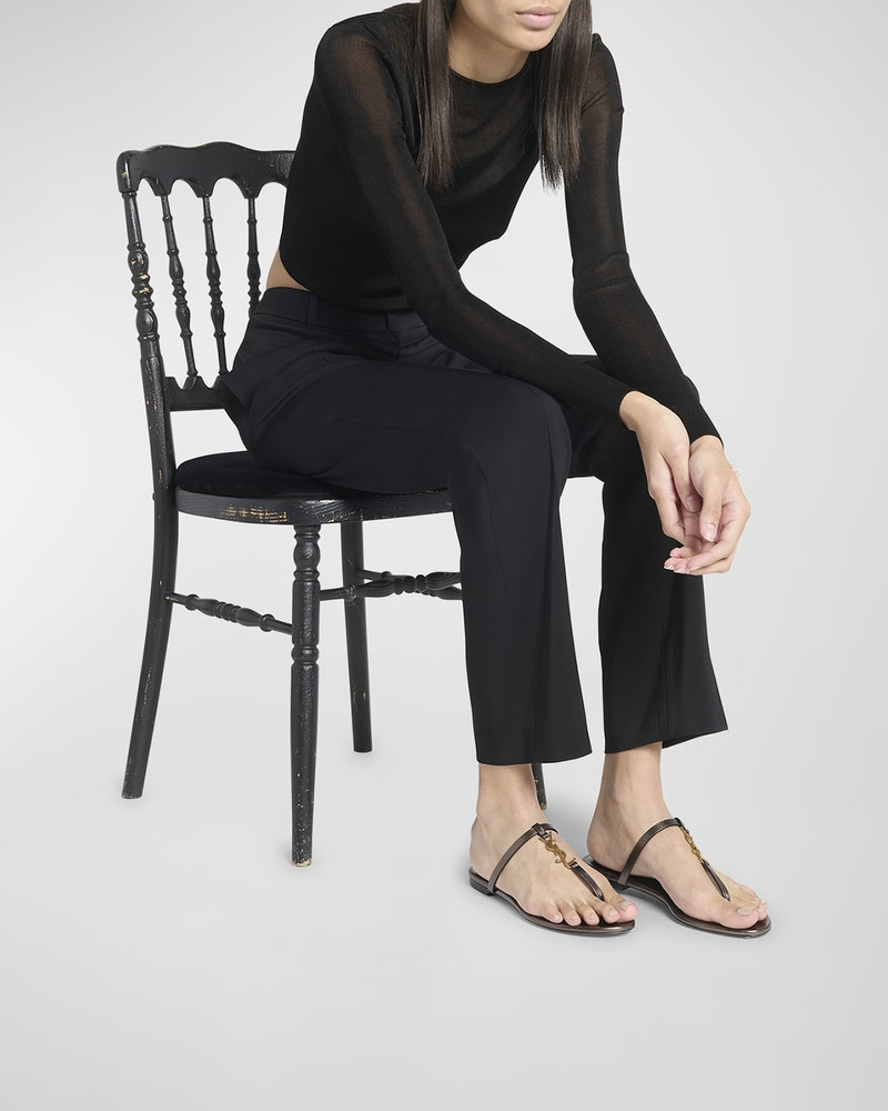 SAINT LAURENT Cassandra Leather YSL Thong Sandals outlook