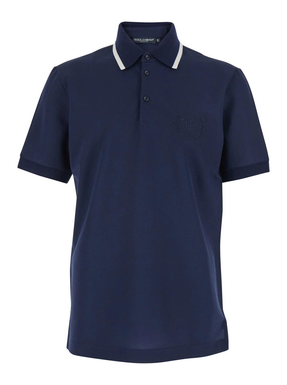Dolce & Gabbana Men Blue Polo Shirt With Logo On Front In Tech Fabric Man - 1