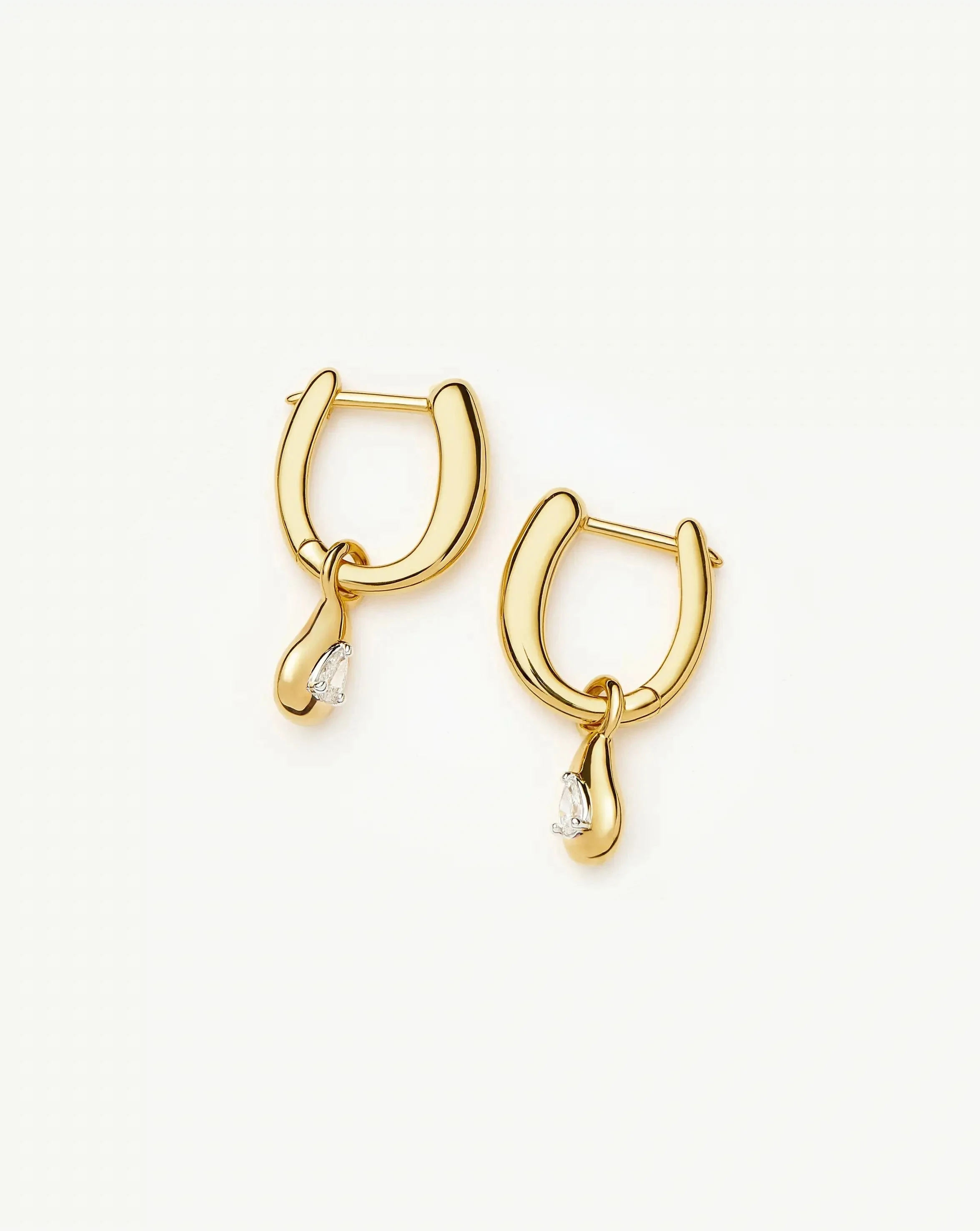 Molten Teardrop Diamond Charm Hoop Earrings - 1