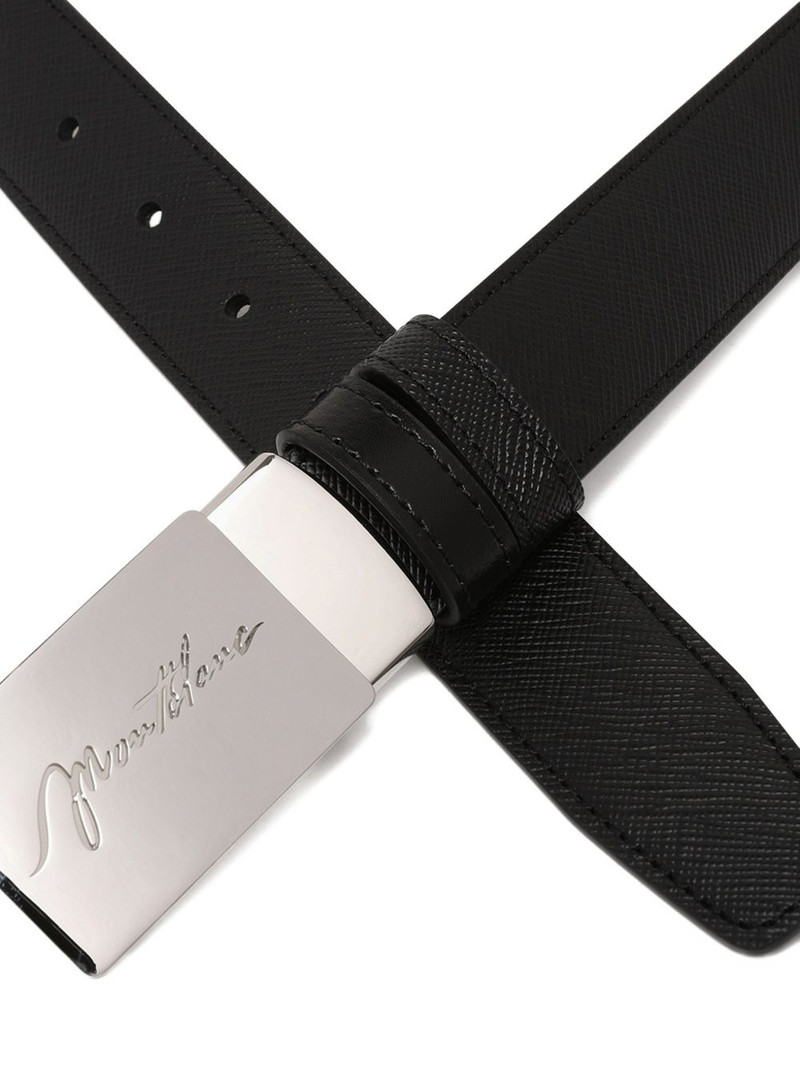 Montblanc logo-engraved saffiano-leather belt outlook
