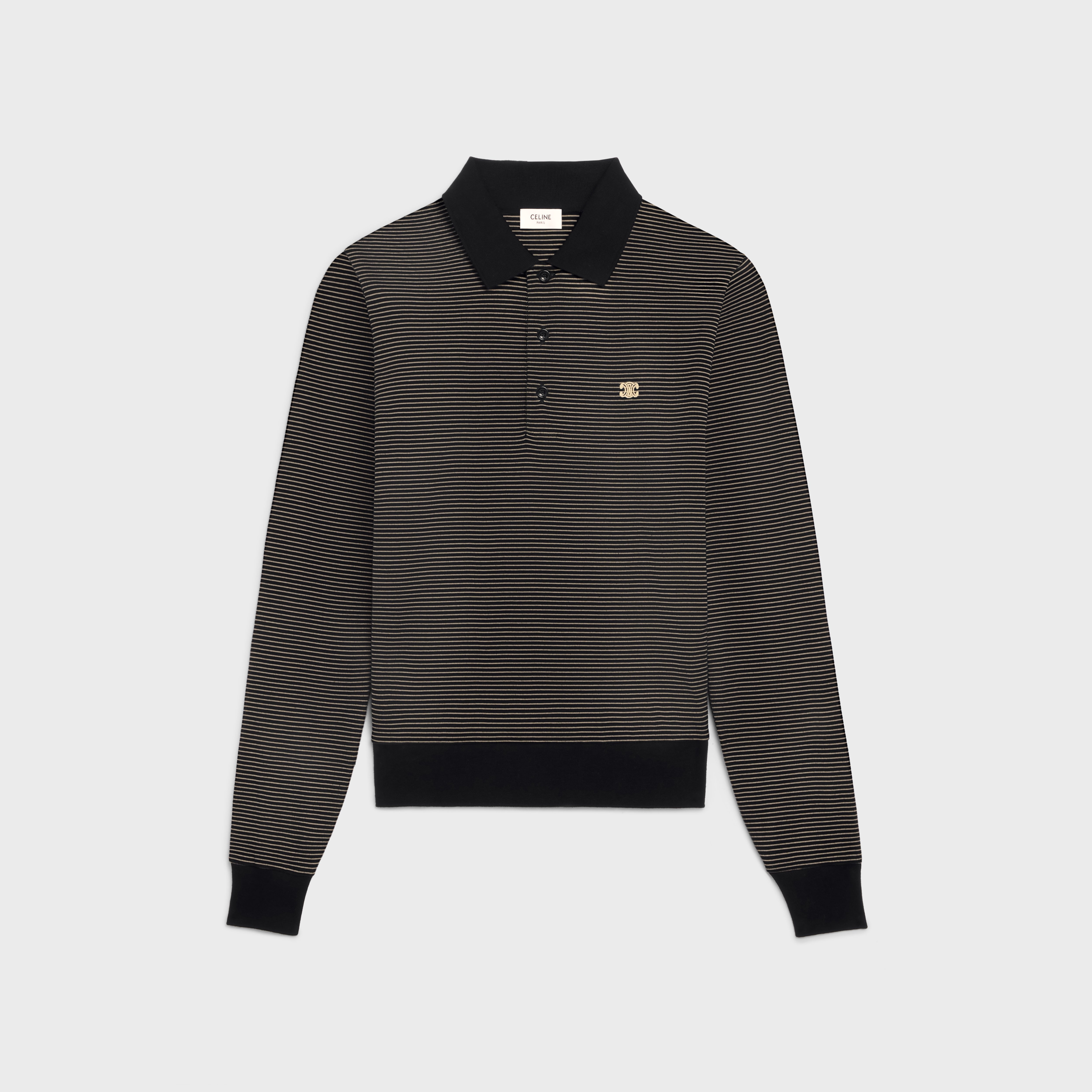triomphe polo shirt in finely striped cotton jersey - 1