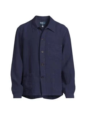 Men's Linen Utility Jacket - Newport Navy - 1