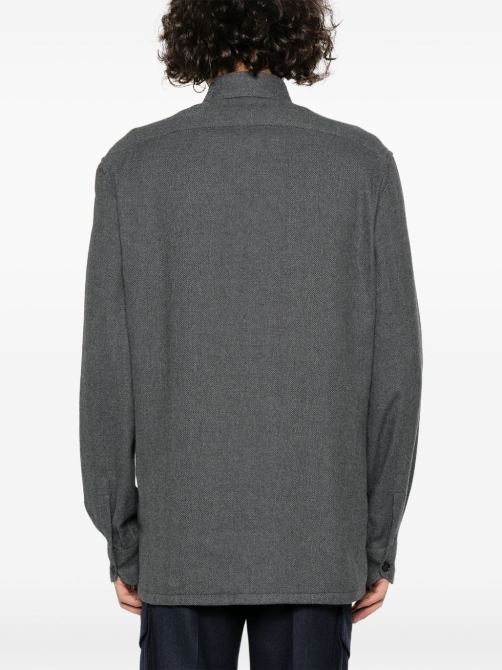 spread-collar cotton shirt - 4