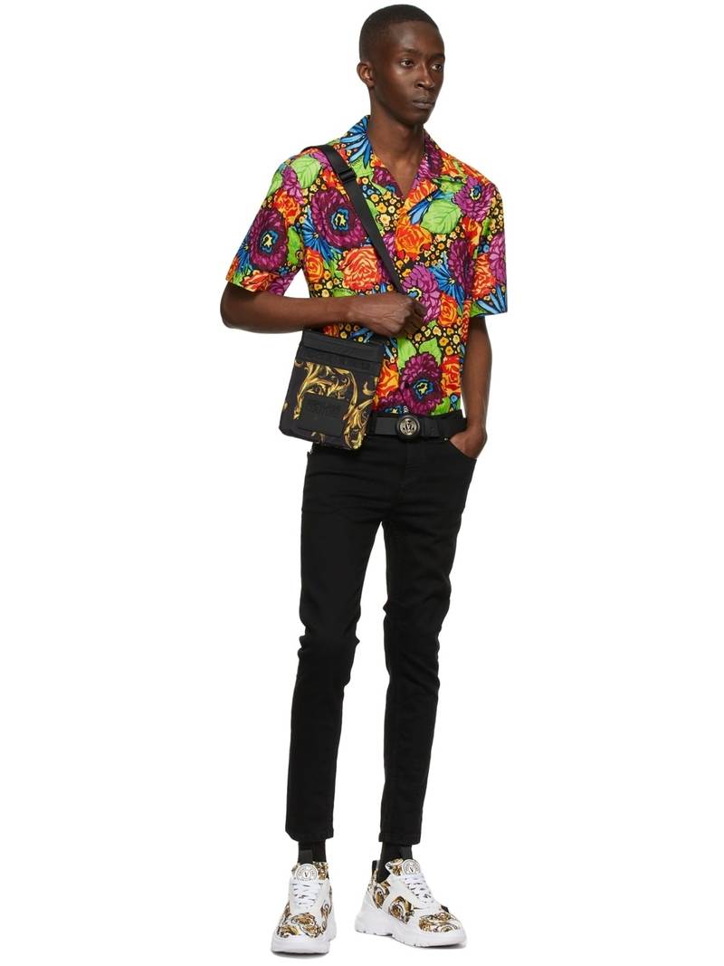 VERSACE JEANS COUTURE Black Regalia Baroque Logo Messenger Bag outlook