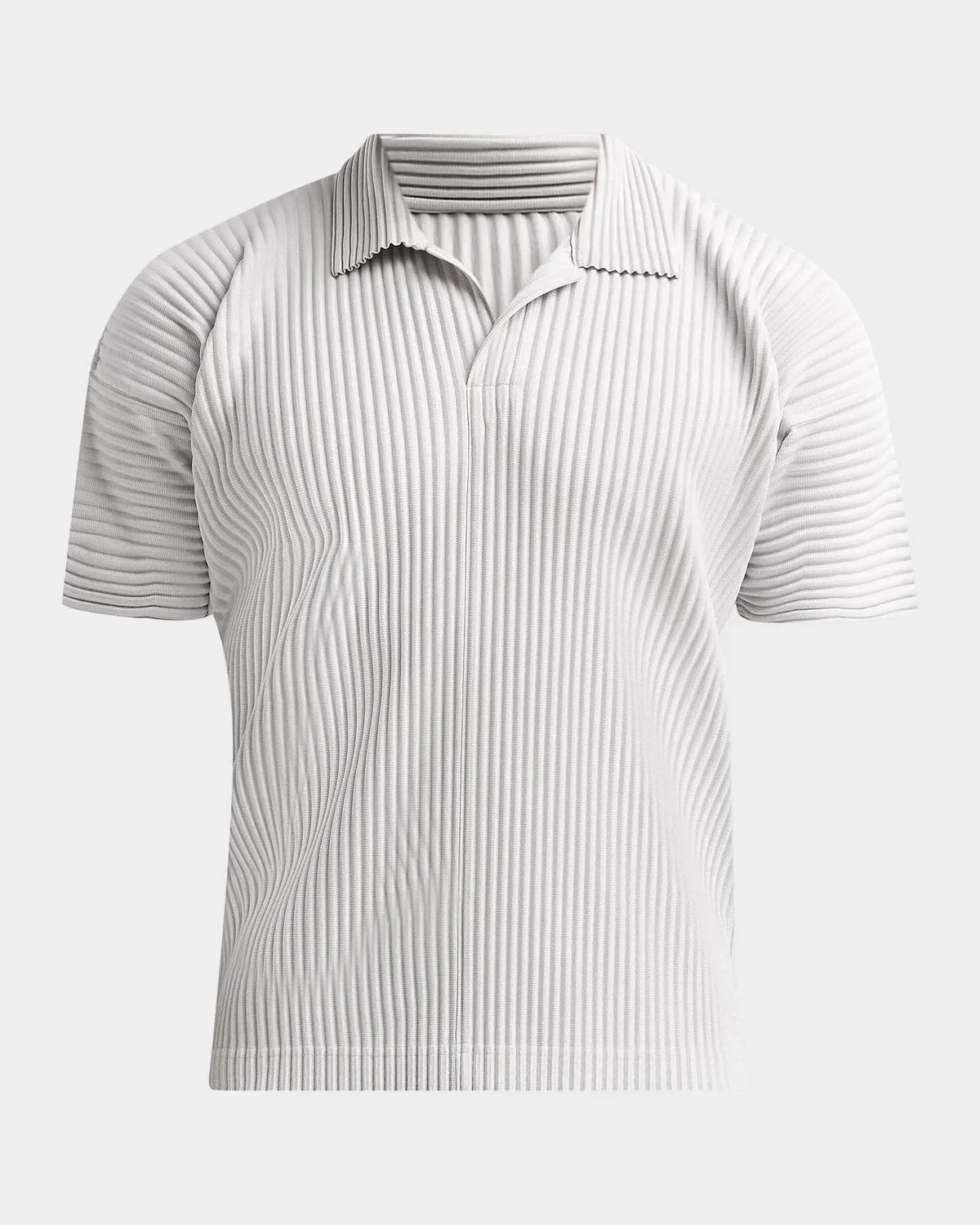 Pleated Knit Polo Shirt - 1