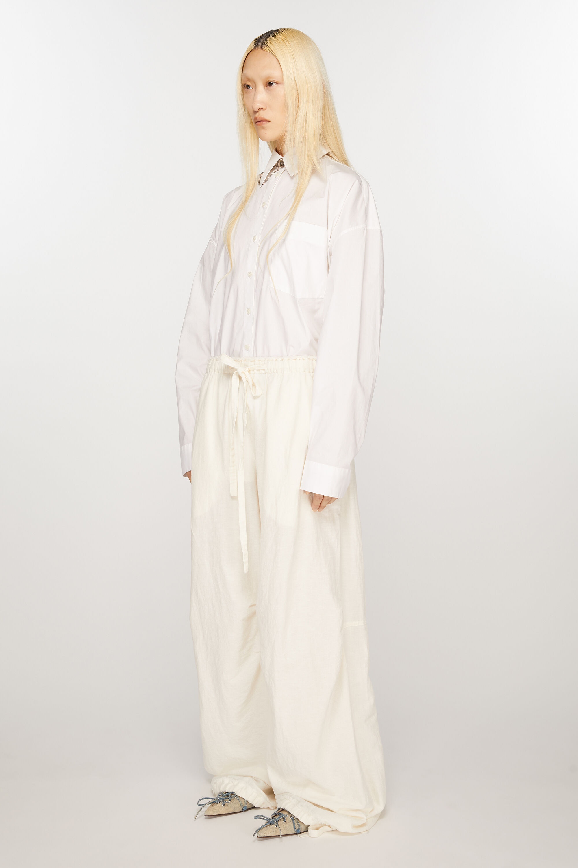 Relaxed drawstring trousers - Warm white - 3