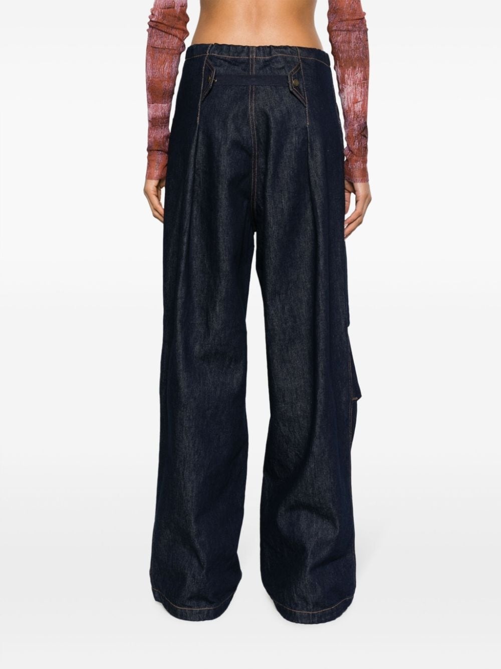 Daisy contrast-stitching wide leg jeans - 4
