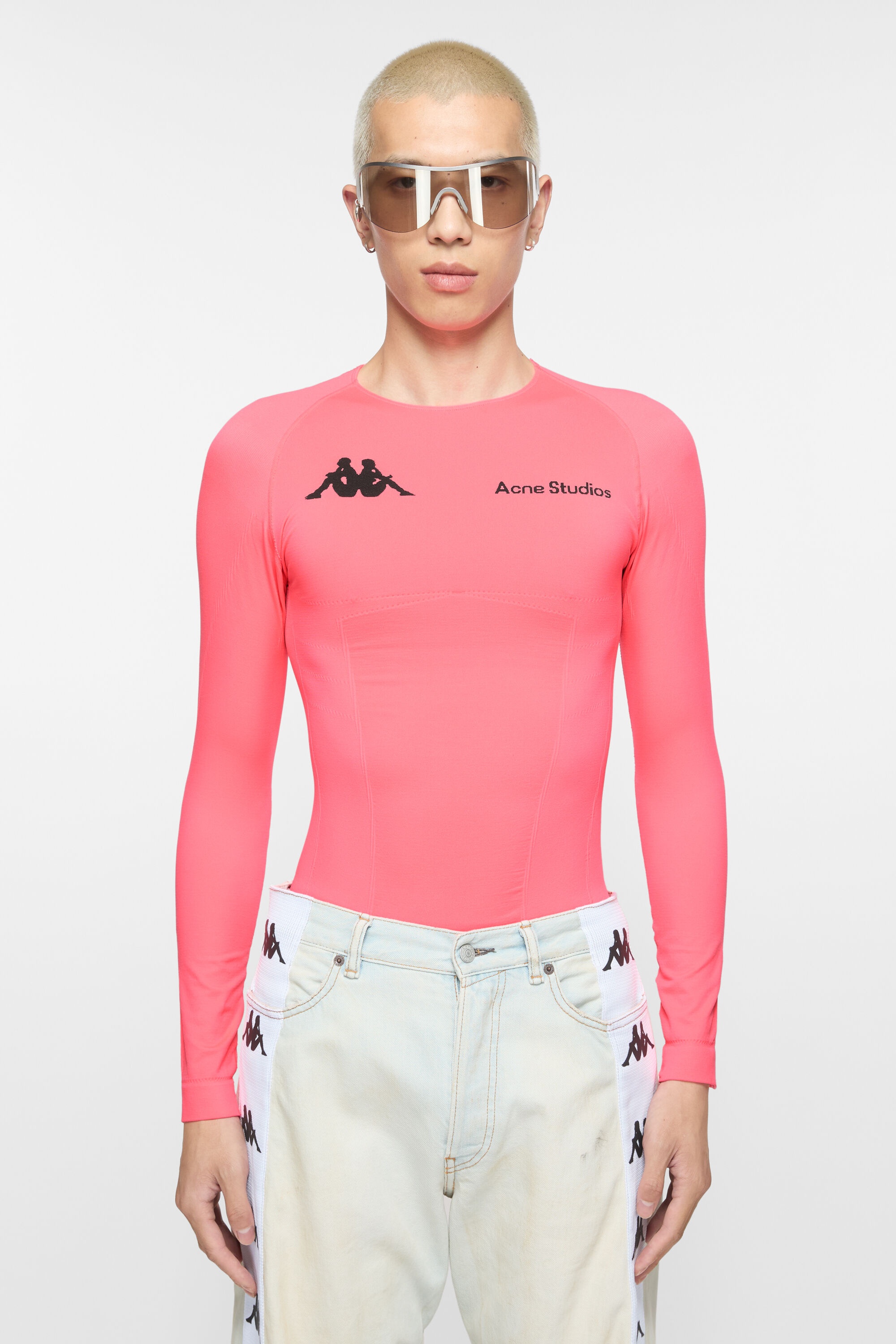 Long sleeve logo t-shirt - Acne Studios x Kappa - Neon Pink - 2