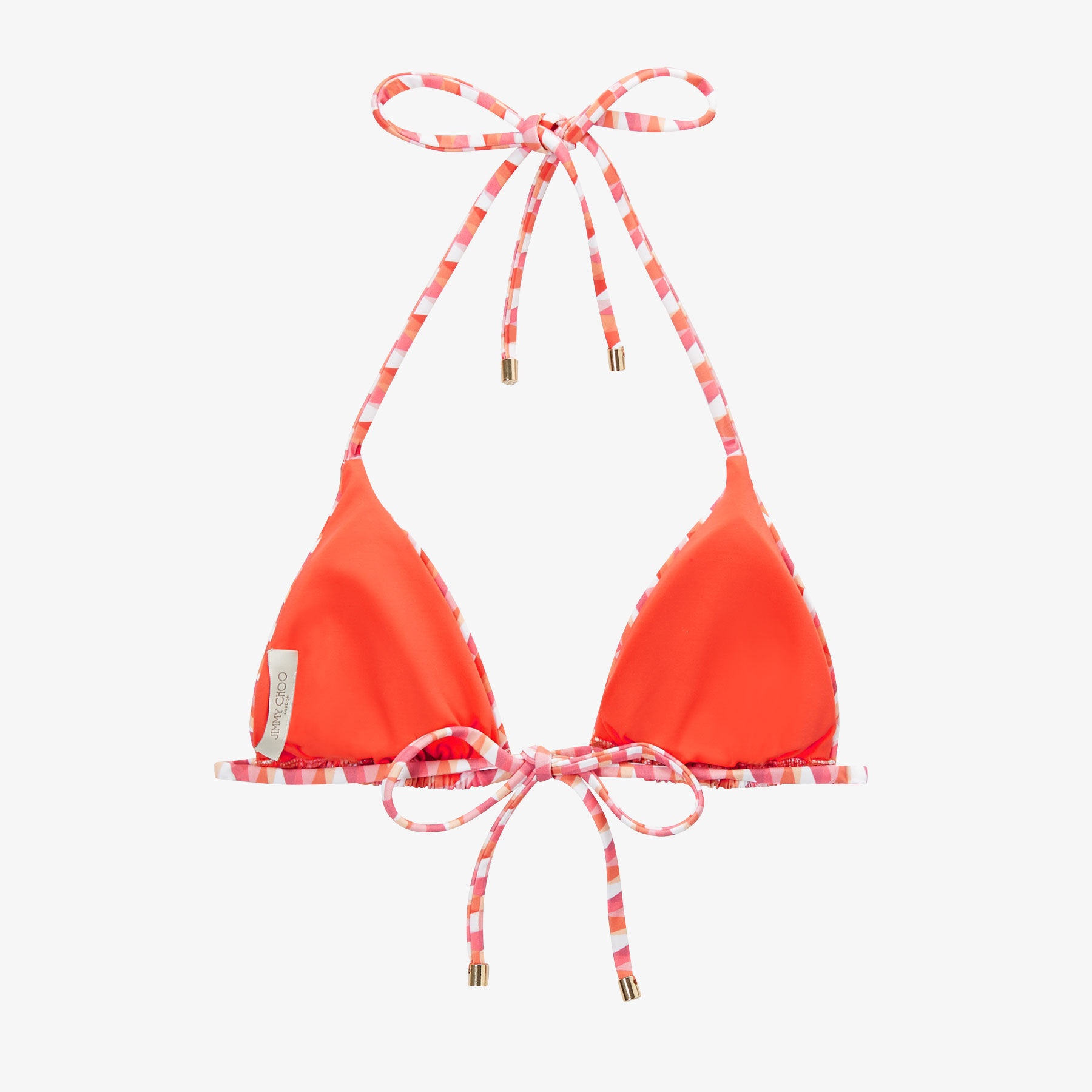 Ariah
Paprika/Candy Pink Diamond Print Recycled Nylon and Lycra Bikini Top - 4