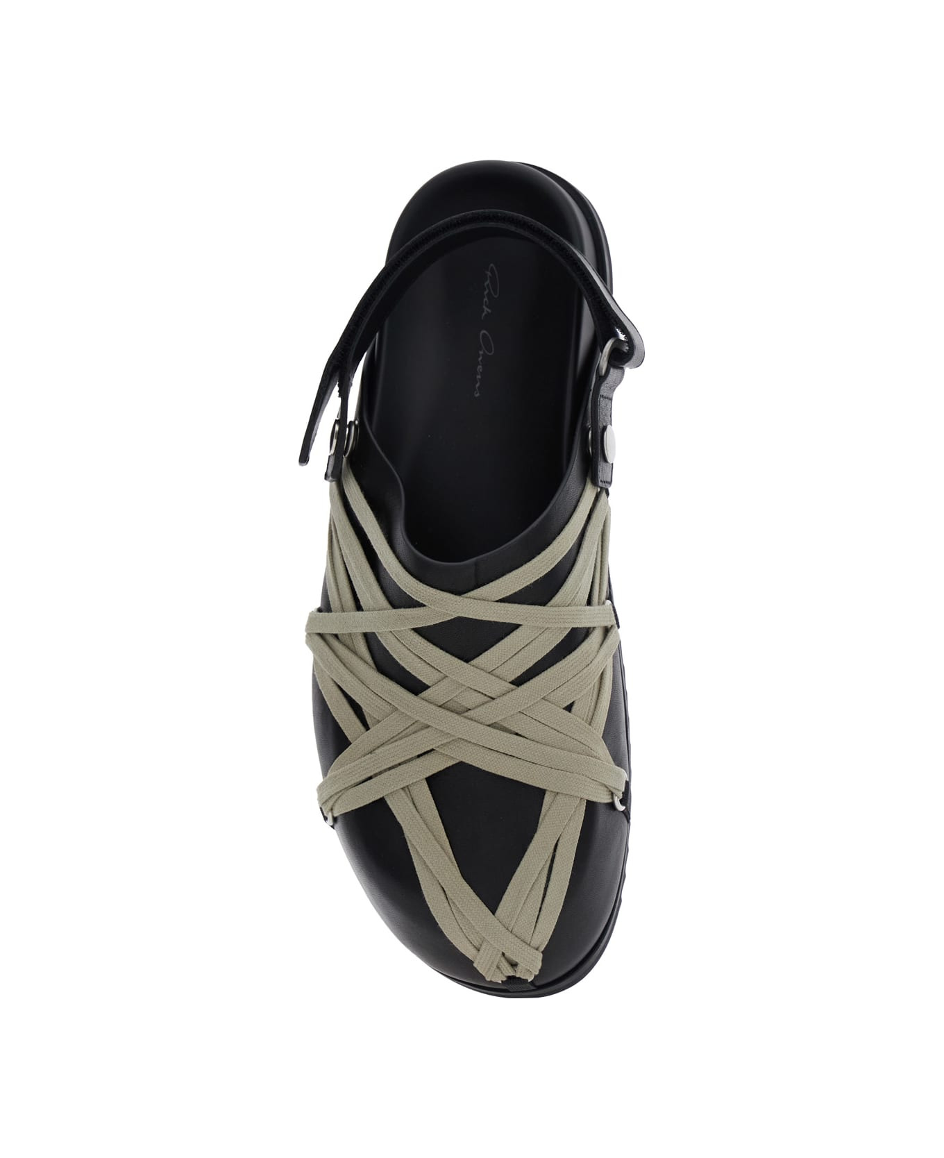 Black Mules With Oversize Decorative Laces And Buckle Closure In Leather Man - 4