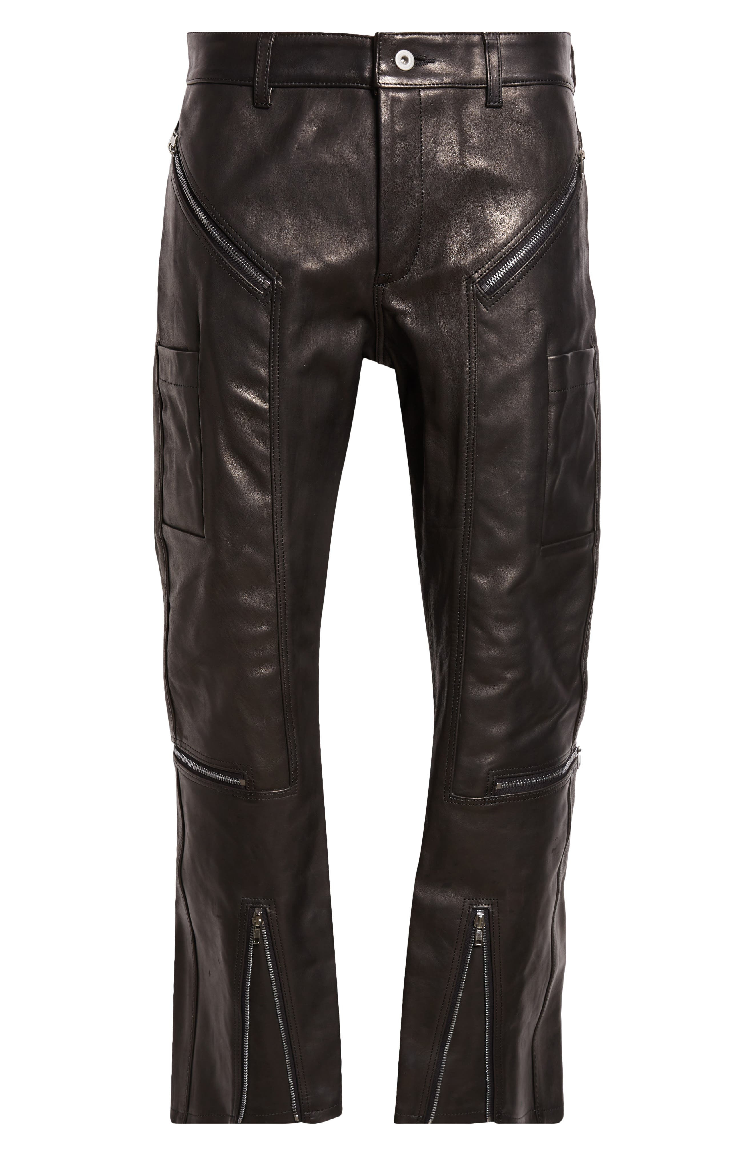 Rick Owens Concordians Headon Leather Jeans in Black at Nordstrom - 5