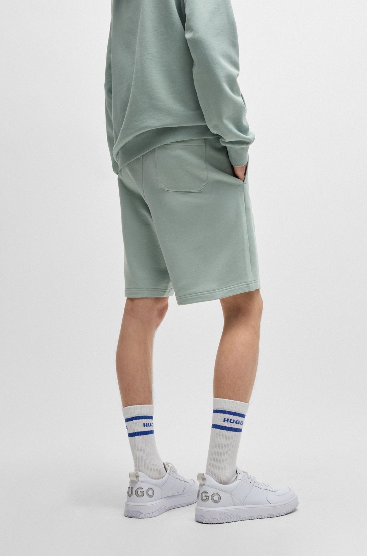 COTTON-TERRY SHORTS WITH BLUE LOGO PATCH - 5