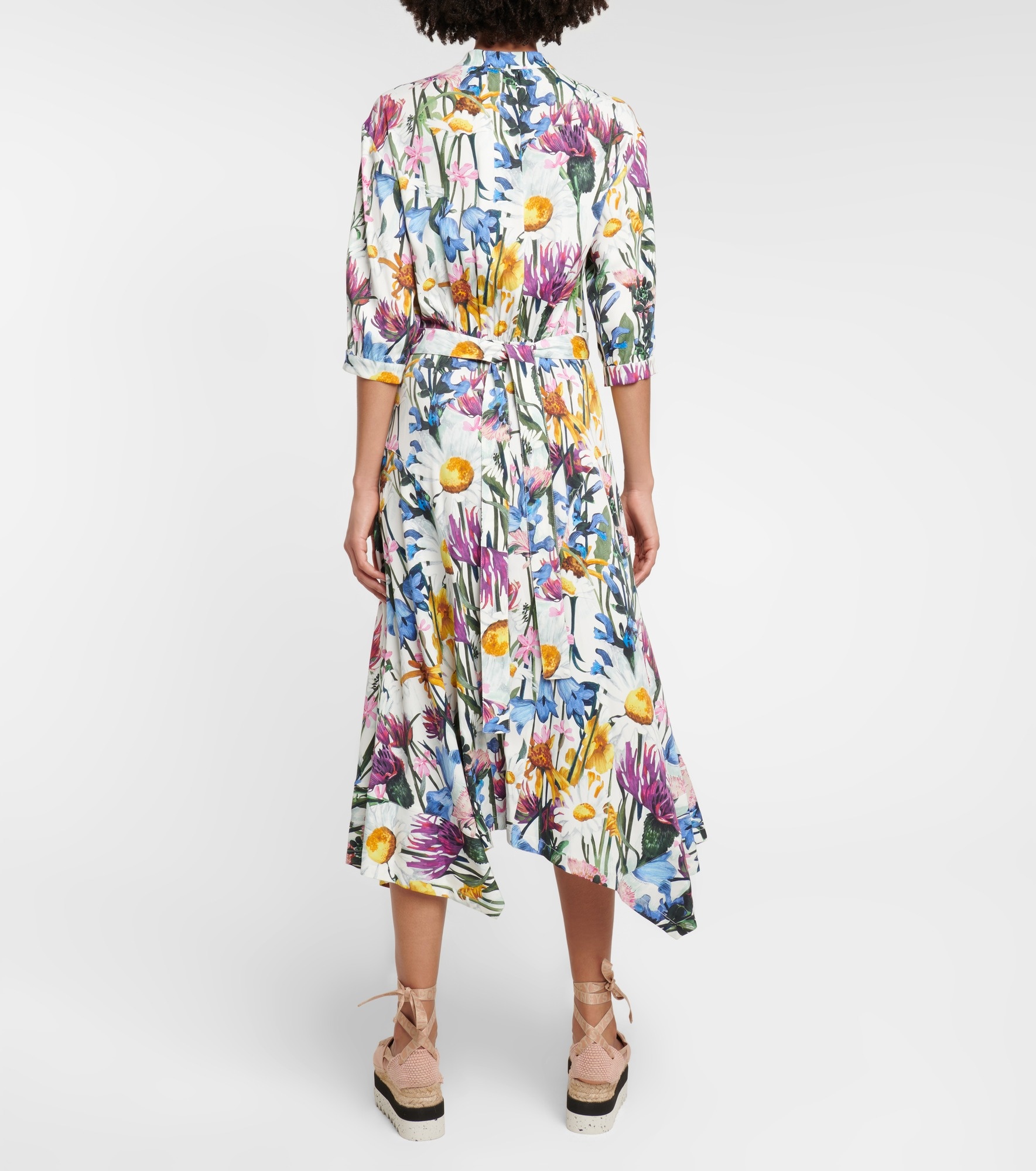 Floral satin midi dress - 3