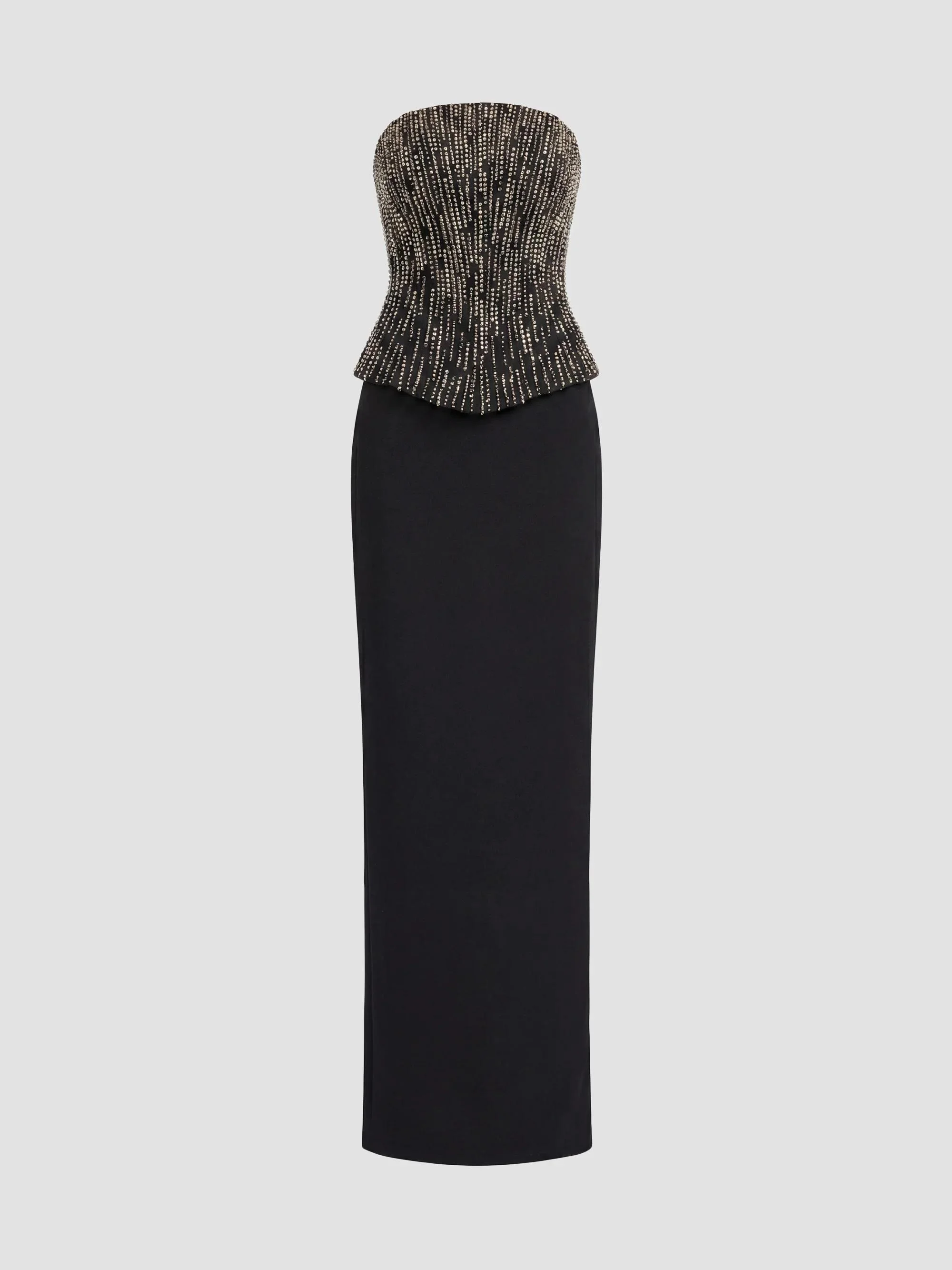 Women's Embellished Corset Strapless Column Gown - Black - 1